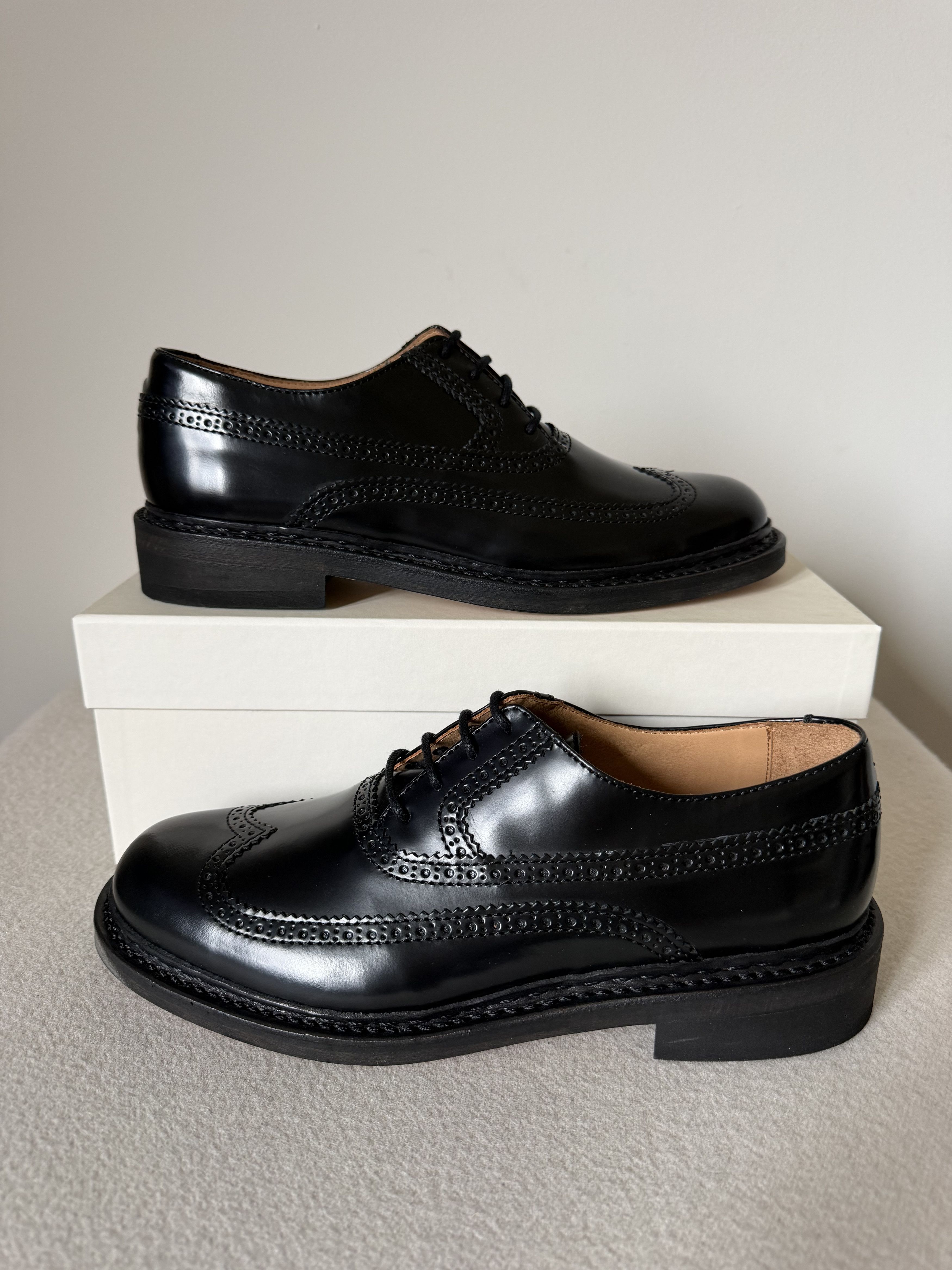 Our Legacy Our Legacy Brogue Parade Derbys in Black Leather Size US 13 / EU 46 - 2 Thumbnail