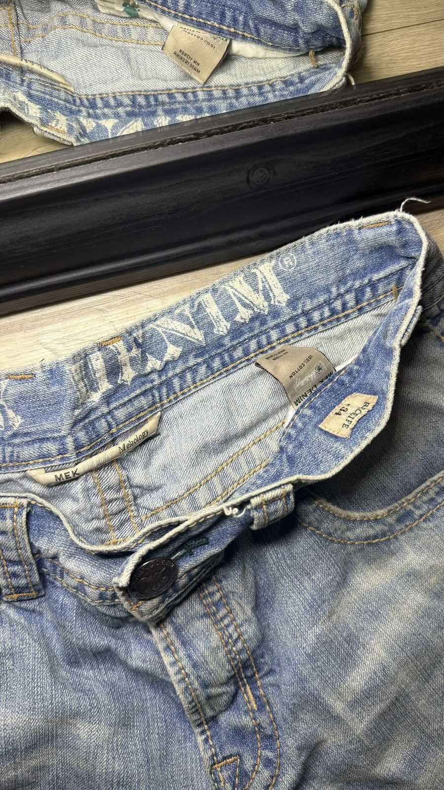 True Religion Y2K 2000s Chopped Mek Denim Embroidered Distressed Logo Jort Size US 34 / EU 50 - 4 Thumbnail