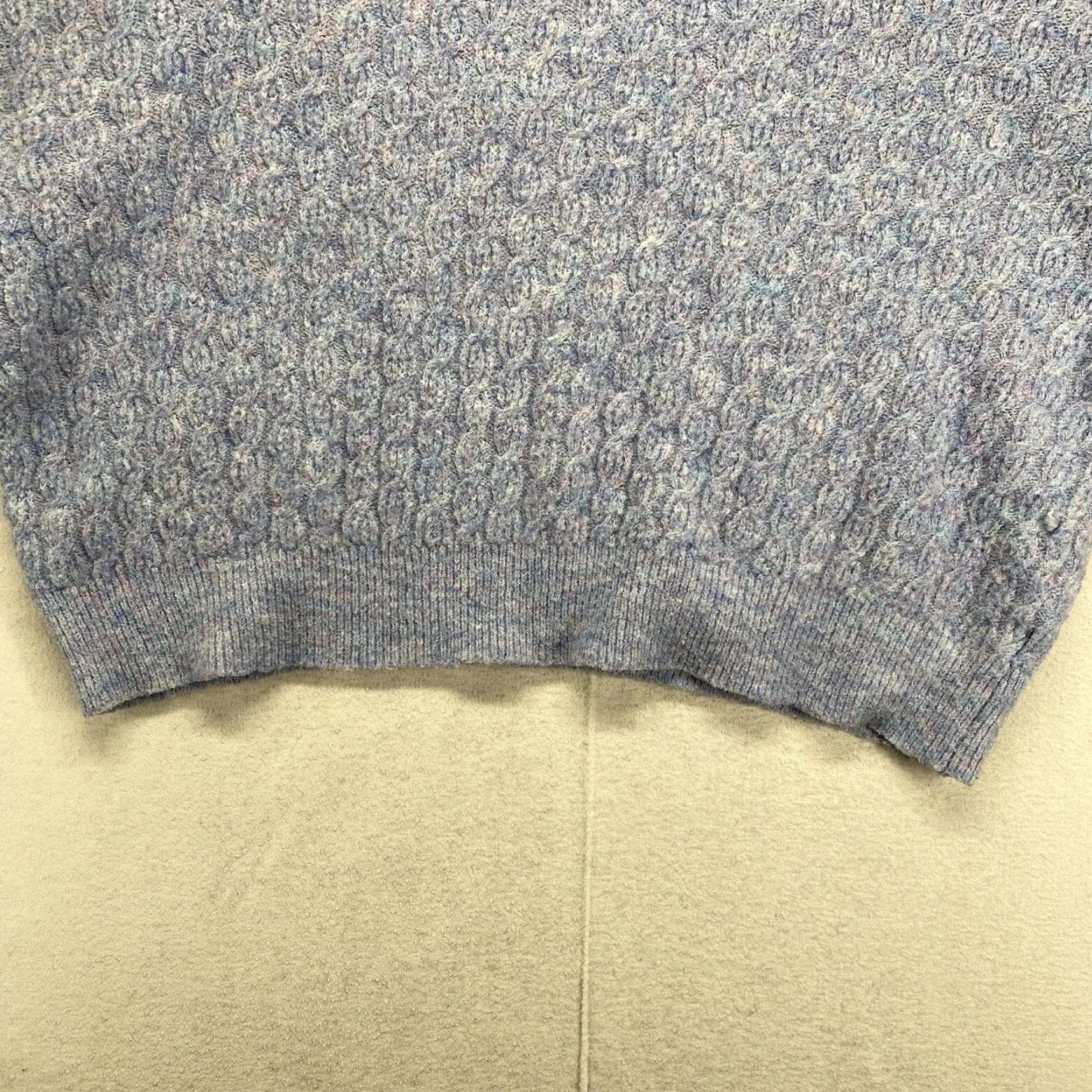 Vintage Women's Wool Blend Sweater Medium Blue Crew Neck Cable Knit Cropped Le Lis Size M / US 6-8 / IT 42-44 - 4 Thumbnail