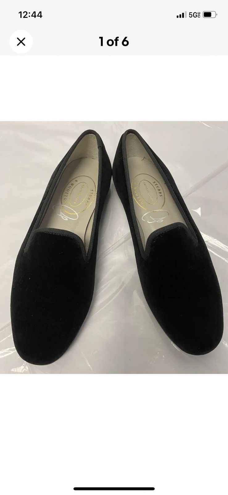 image of Stubbs Wootton Plain Velvet Smoking Slippers in Black, Women's (Size 6)