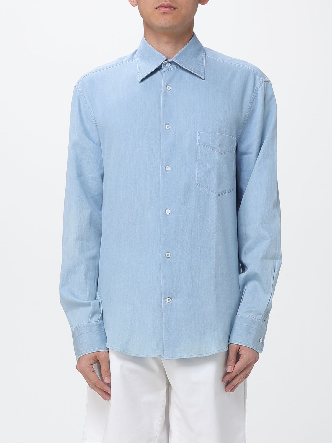 Brunello Cucinelli Brunello Cucinelli Shirt Men Gnawed Blue Size US XL / EU 56 / 4 - 1 Thumbnail
