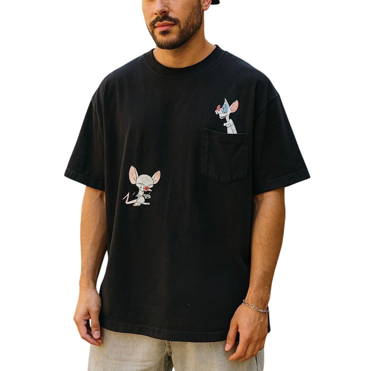Warner Bros VTG 1995 Animaniacs Pinky and the Brain Embroidered Tee Size US XL / EU 56 / 4 - 1 Thumbnail