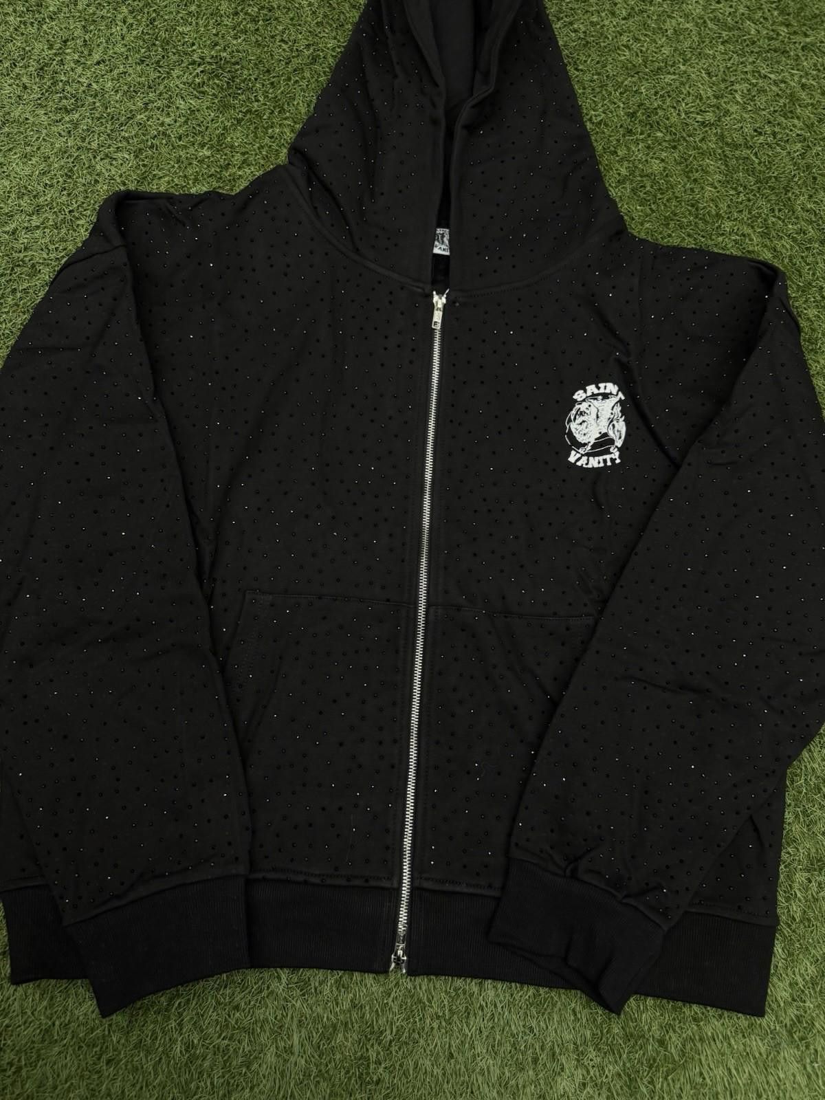 Saint Vanity Size Large - Saint Vanity Hoodie Black Rhinestone Zip Up Size US L / EU 52-54 / 3 - 3 Thumbnail