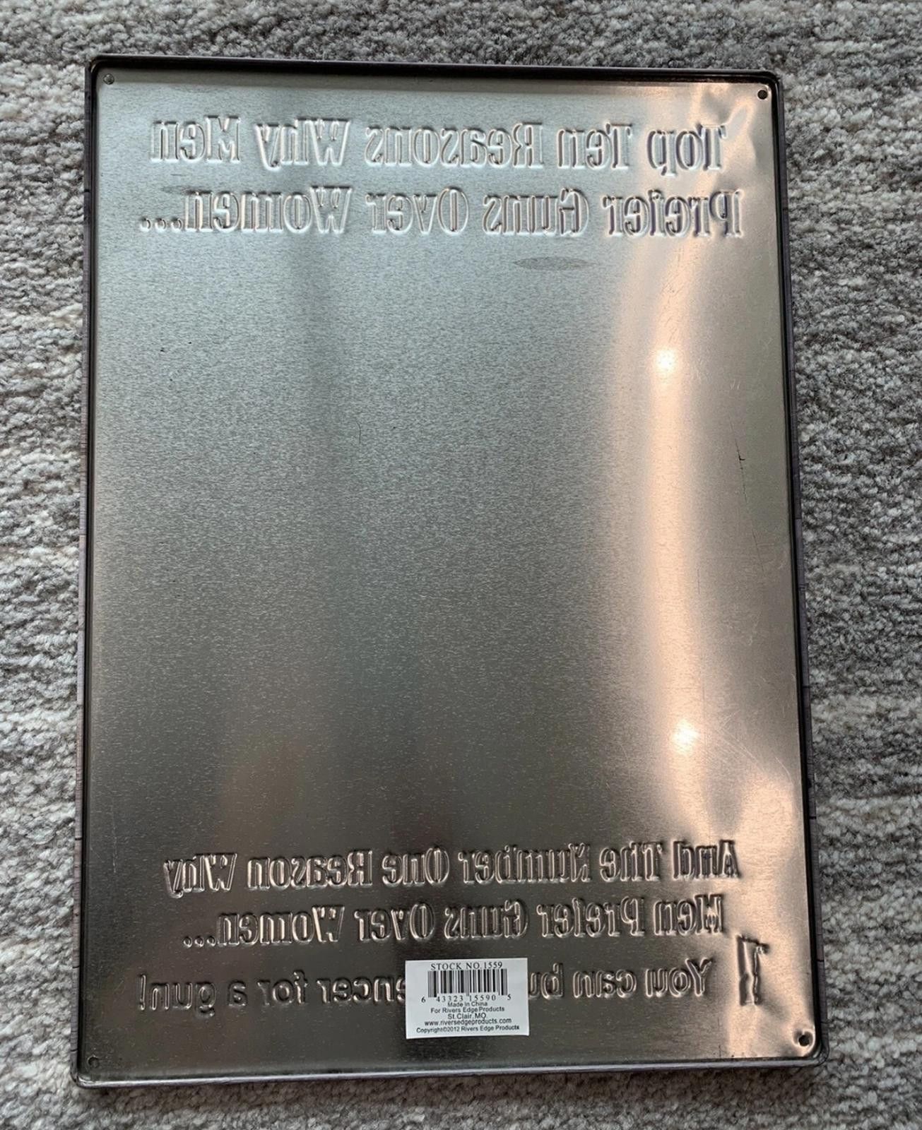 Designer "Top 10 Ten Reasons: Why Men Prefer Guns Over Women" Sign Size ONE SIZE - 2 Thumbnail