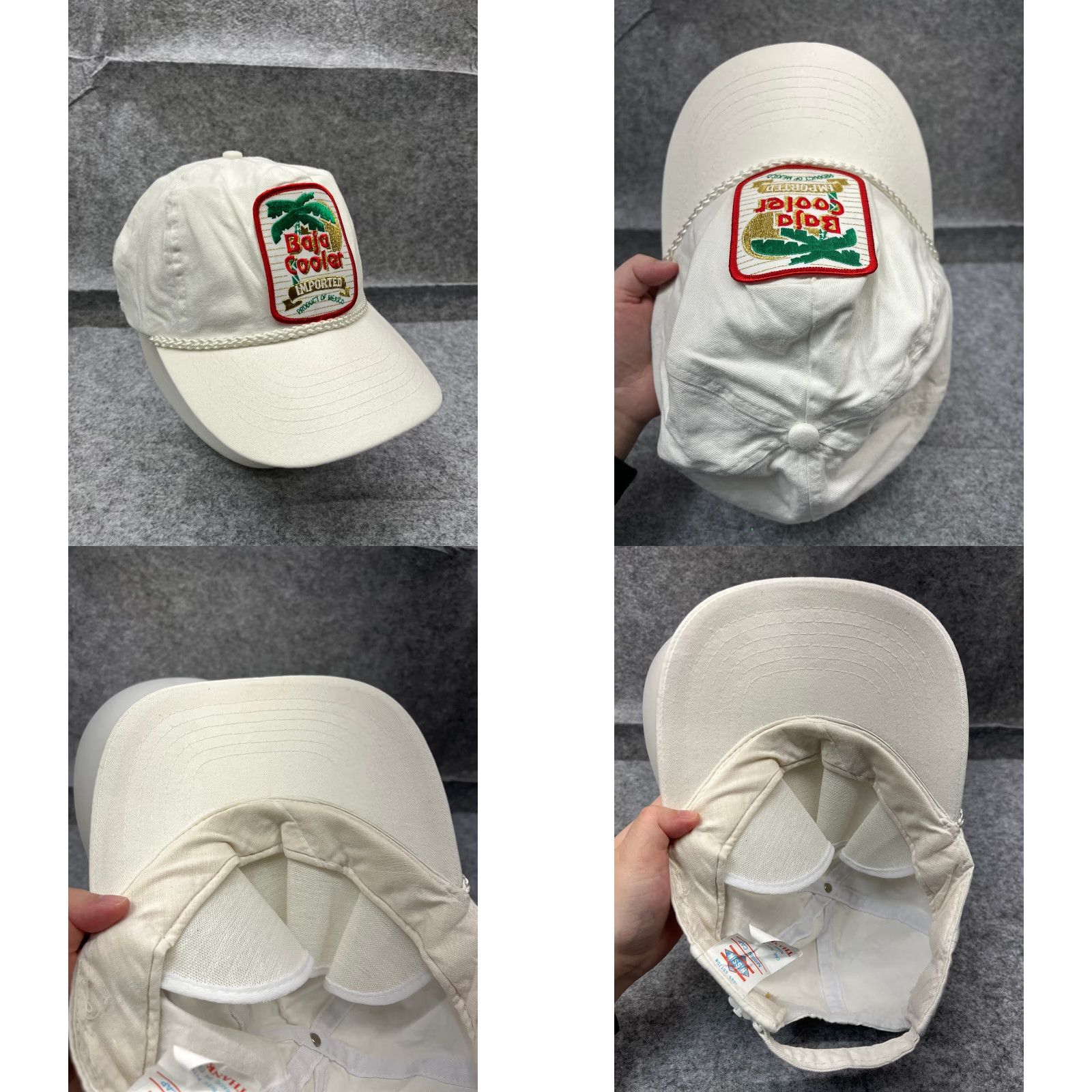 Roper VINTAGE Baja Cooler Hat Strap Back Adult One Size White Beer Mexico Rope 90's Size ONE SIZE - 8 Thumbnail