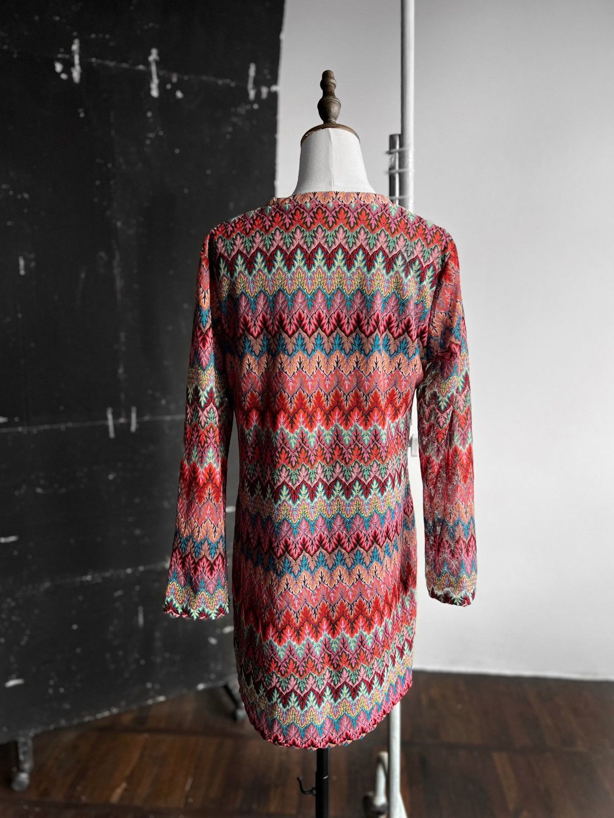 Designer Ana Alcazar Womens Multicolor Zig Zag Knit V-Neck Dress Size M / US 6-8 / IT 42-44 - 3 Thumbnail