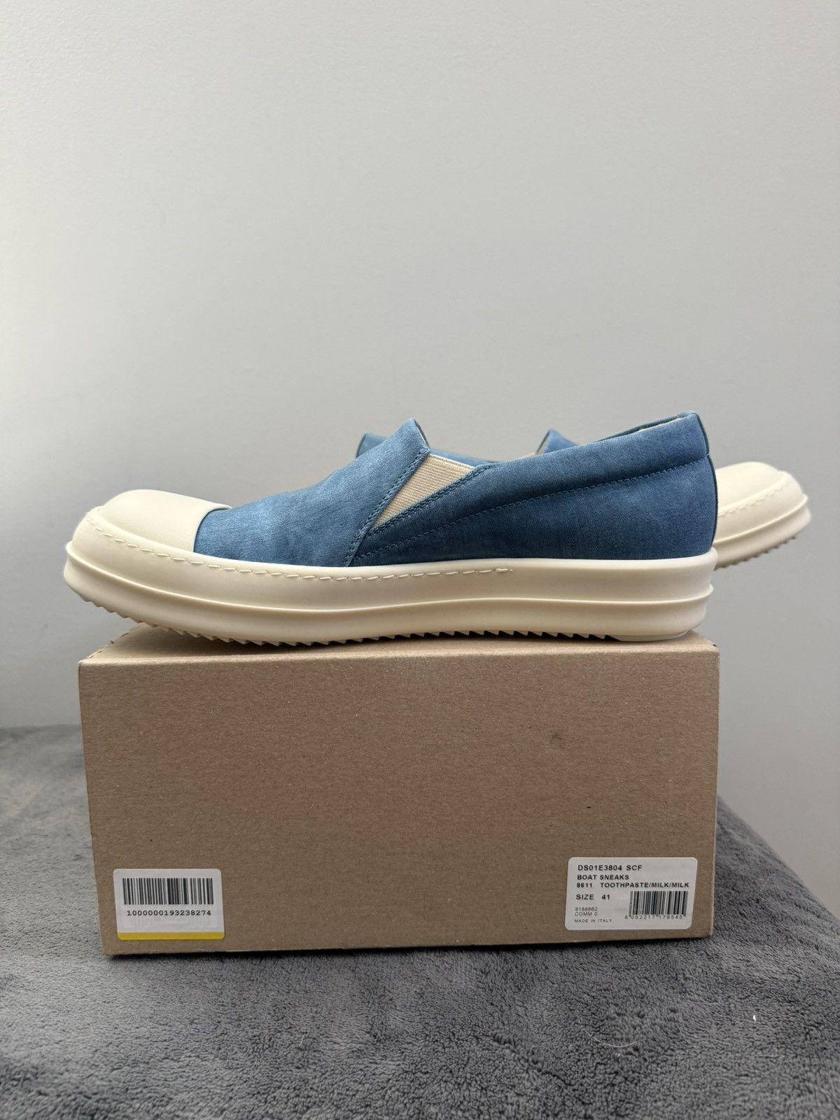 Rick Owens [SAMPLE] SS25 Boat Sneaks Toothpaste Foil Denim Size US 8 / EU 41 - 4 Thumbnail