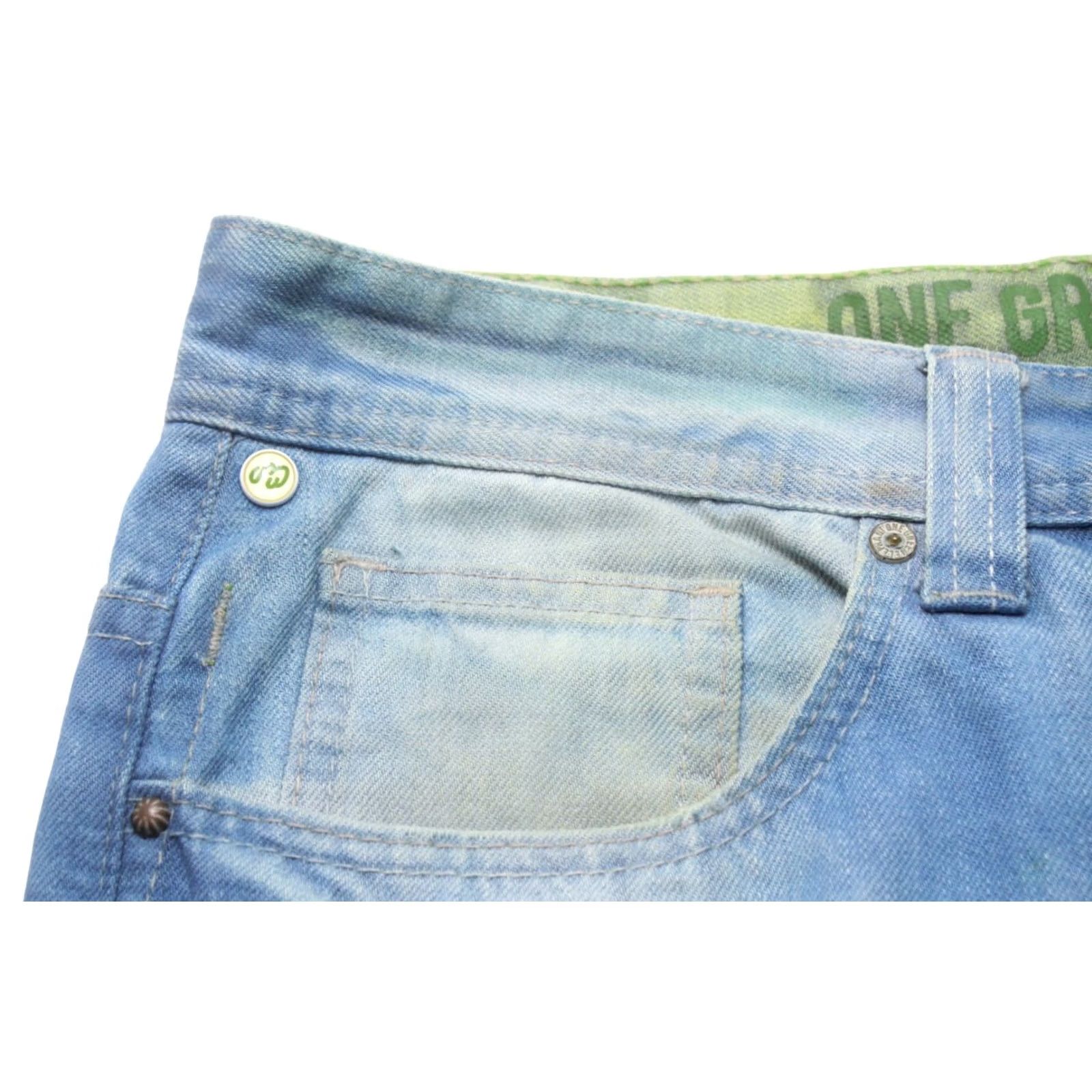 Vintage ONE GREEN ELEPHANT Chico Jeans Men's W34/L34 Ripped Distressed Button Blue Size US 34 / EU 50 - 6 Thumbnail