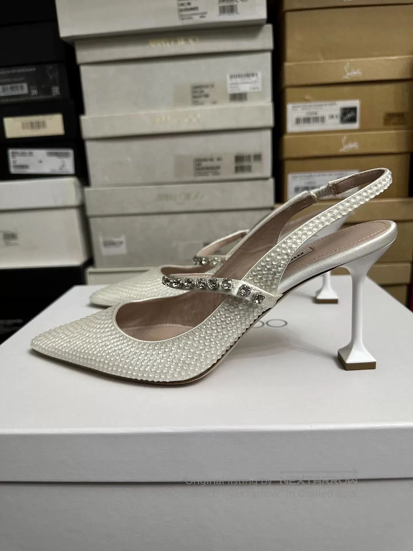 Miu Miu MiuMiu 2022 Pointed Toe Crystal Heels. Size US 7 / IT 37 - 6 Thumbnail