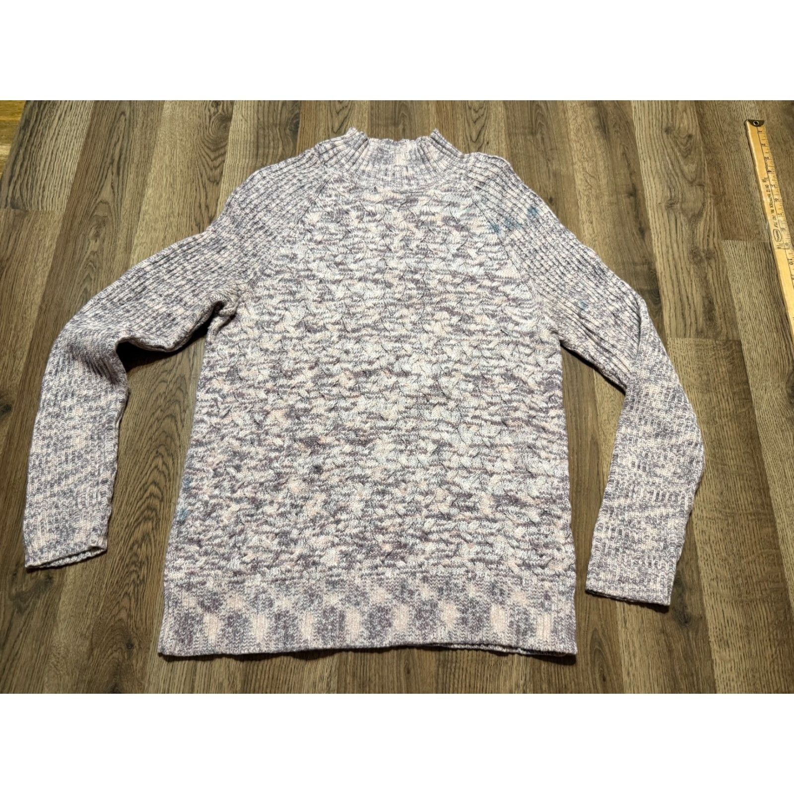 Croft & Barrow Croft & Barrow Sweater Women’s Large Gray Pink Crewneck Pullover Knit Cotton Regular Fit Casual Pullover Fall Winter Spring Summer Size L / US 10 / IT 46 - 2 Thumbnail