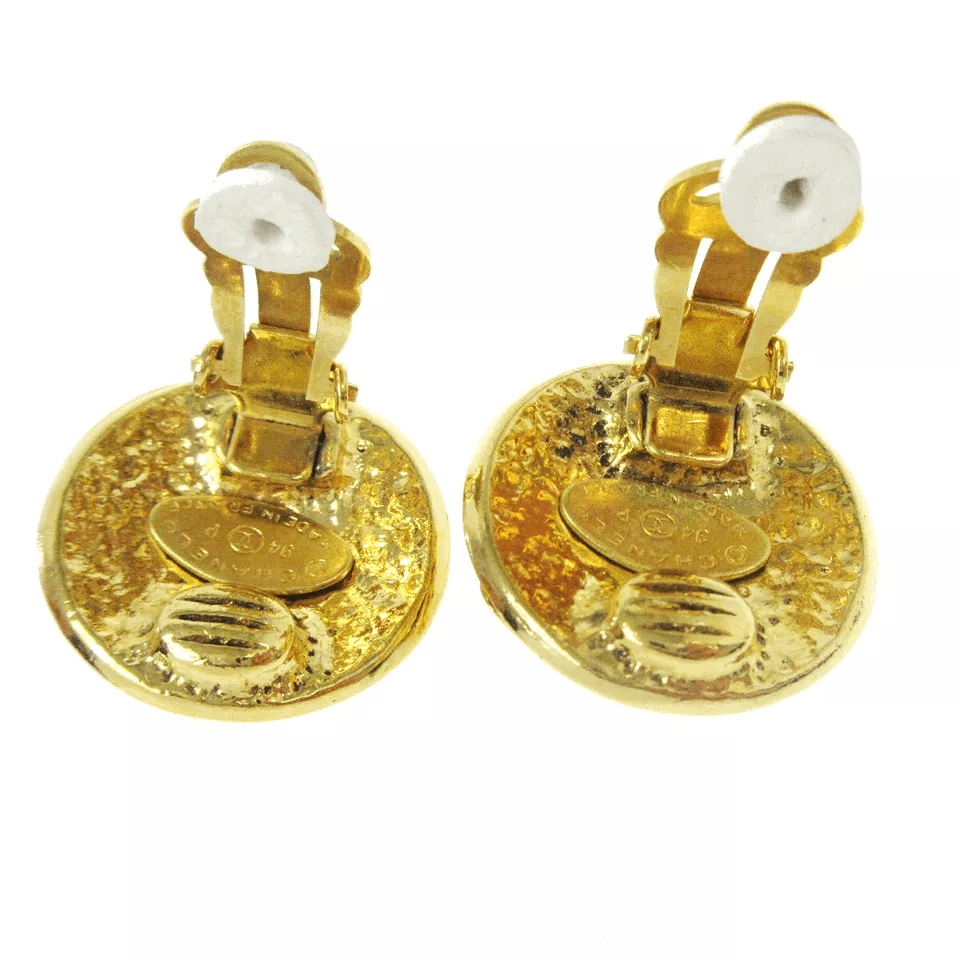 Chanel CHANEL CC Logos Button Motif Earrings Gold-Tone Size ONE SIZE - 3 Thumbnail