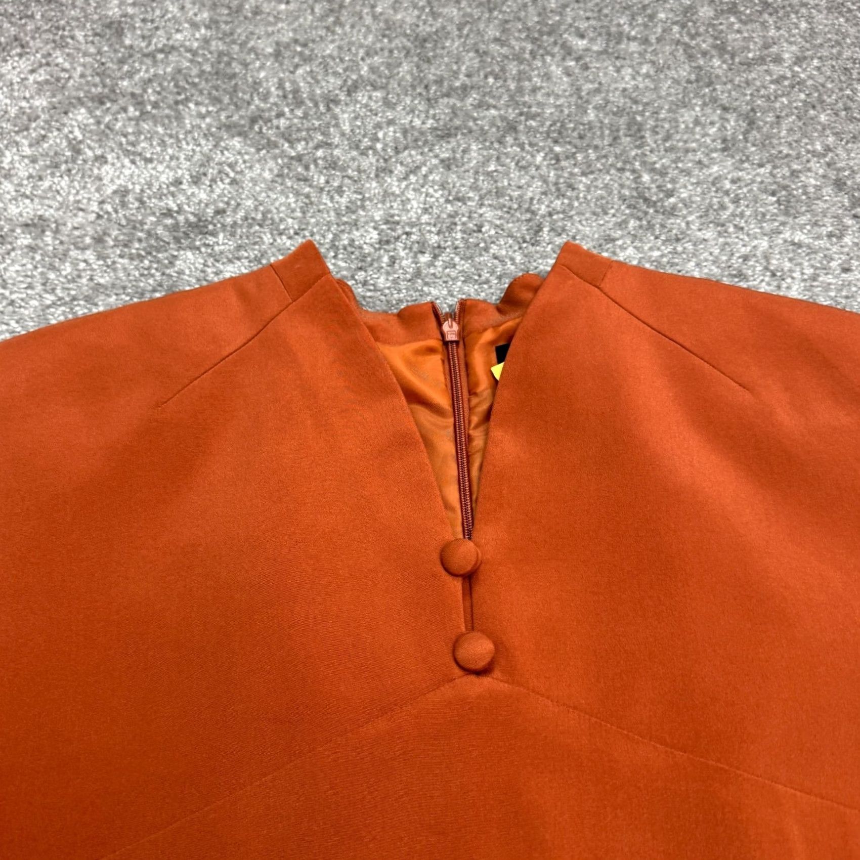 Vintage VINTAGE Shomi Silk Midi Shift Dress Womens 10 Orange Long Sleeve V-Neck NWOT Size L / US 10 / IT 46 - 4 Thumbnail
