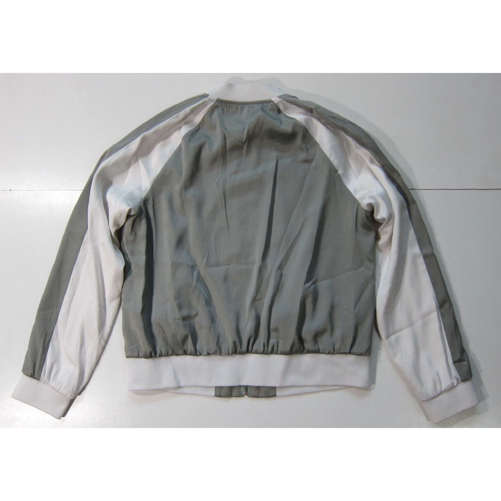 Vintage Belle Sky Jacket Women M Floral Bird Zip Satin Grey White Pink Windbreaker Track Coat Size M / US 6-8 / IT 42-44 - 2 Thumbnail