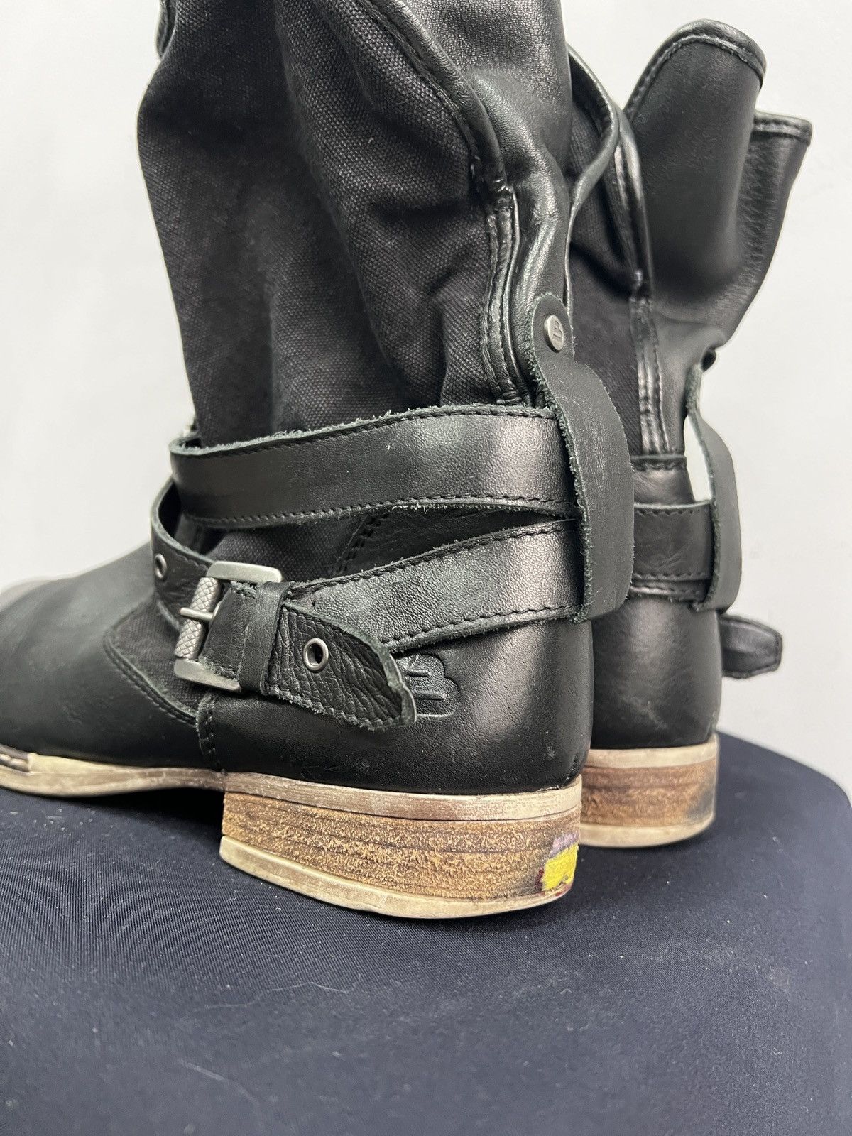 Hedi Slimane Leather ankle moto leather y2k boots belted margiela style Size US 7.5 / EU 40-41 - 8 Thumbnail