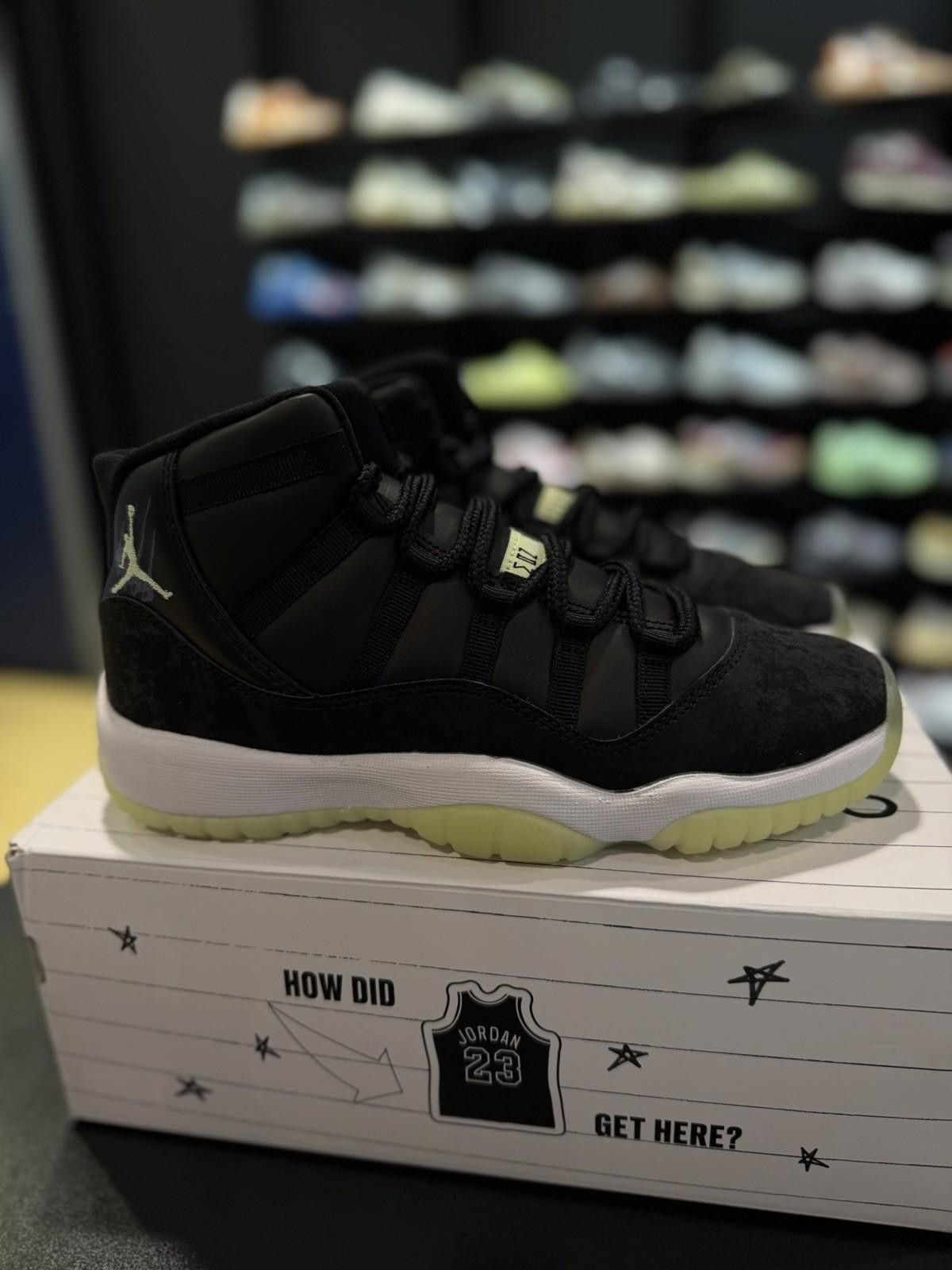 Nike Air Jordan 11 Retro GS 'Inner Beast' Black Barely Volt 7Y Size US 7 / EU 40 - 3 Thumbnail