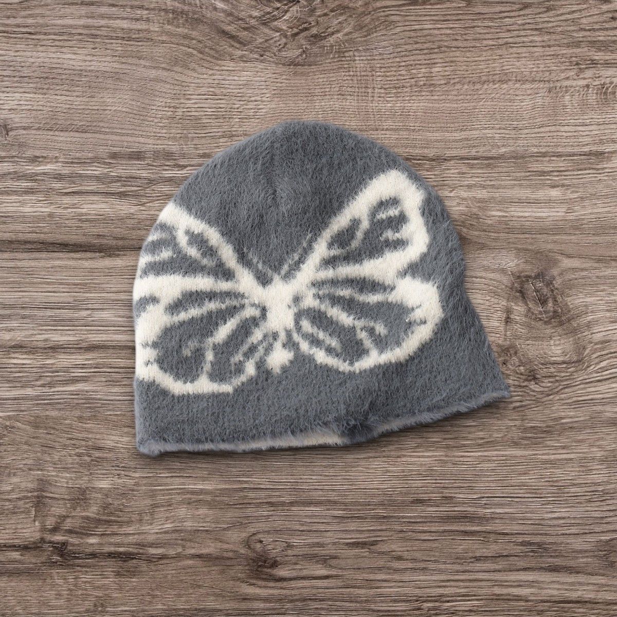 Other Y2K Fluffy Butterfly Beanie ALT Grunge Opium Skater Grey Hat Size ONE SIZE - 1 Preview