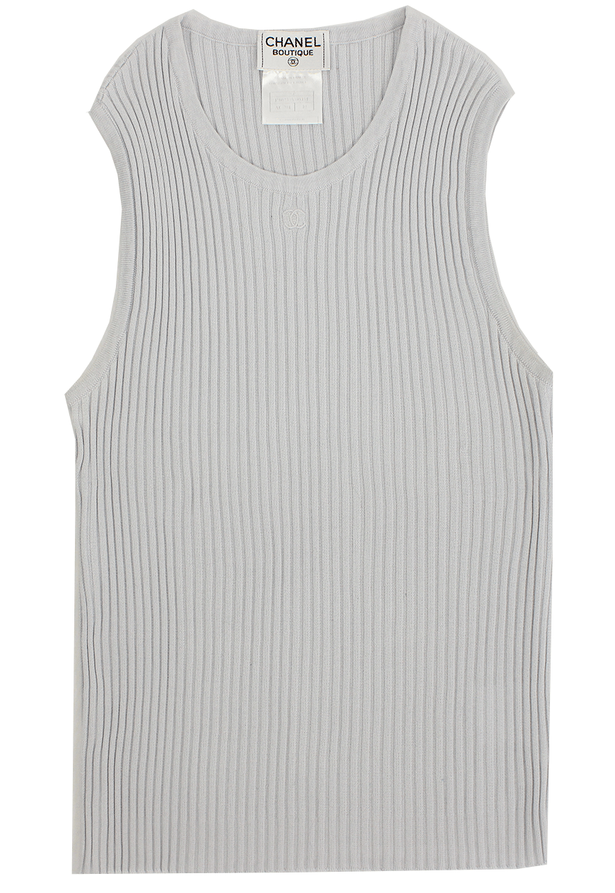 image of Chanel Logo Tank Top Baby Blue, Women's (Size Small)