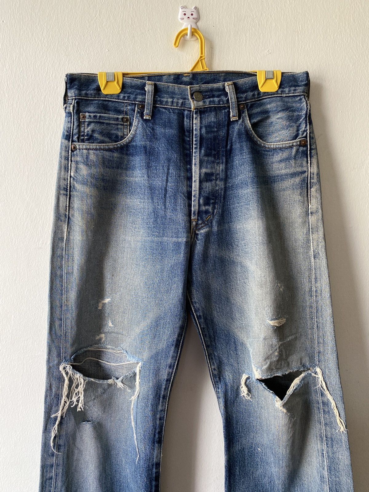 Levi's Vintage 90s Levi’s 503B Selvedge Distressed Denim Size US 29 - 2 Thumbnail