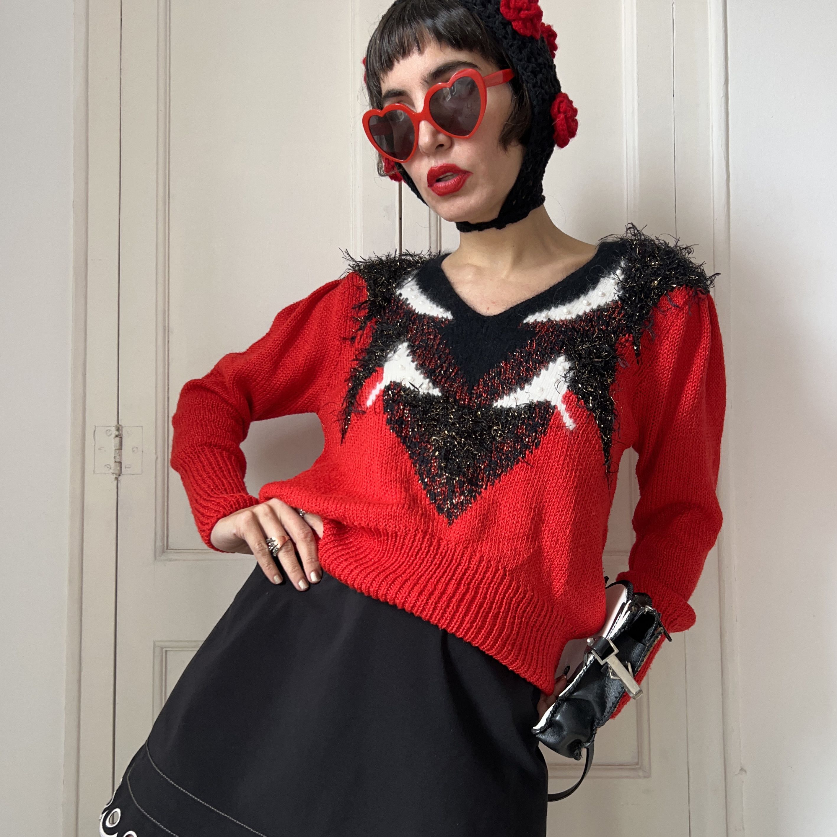 Vintage Vintage 80s Pearl Embellished Sweater Size M / US 6-8 / IT 42-44 - 3 Thumbnail