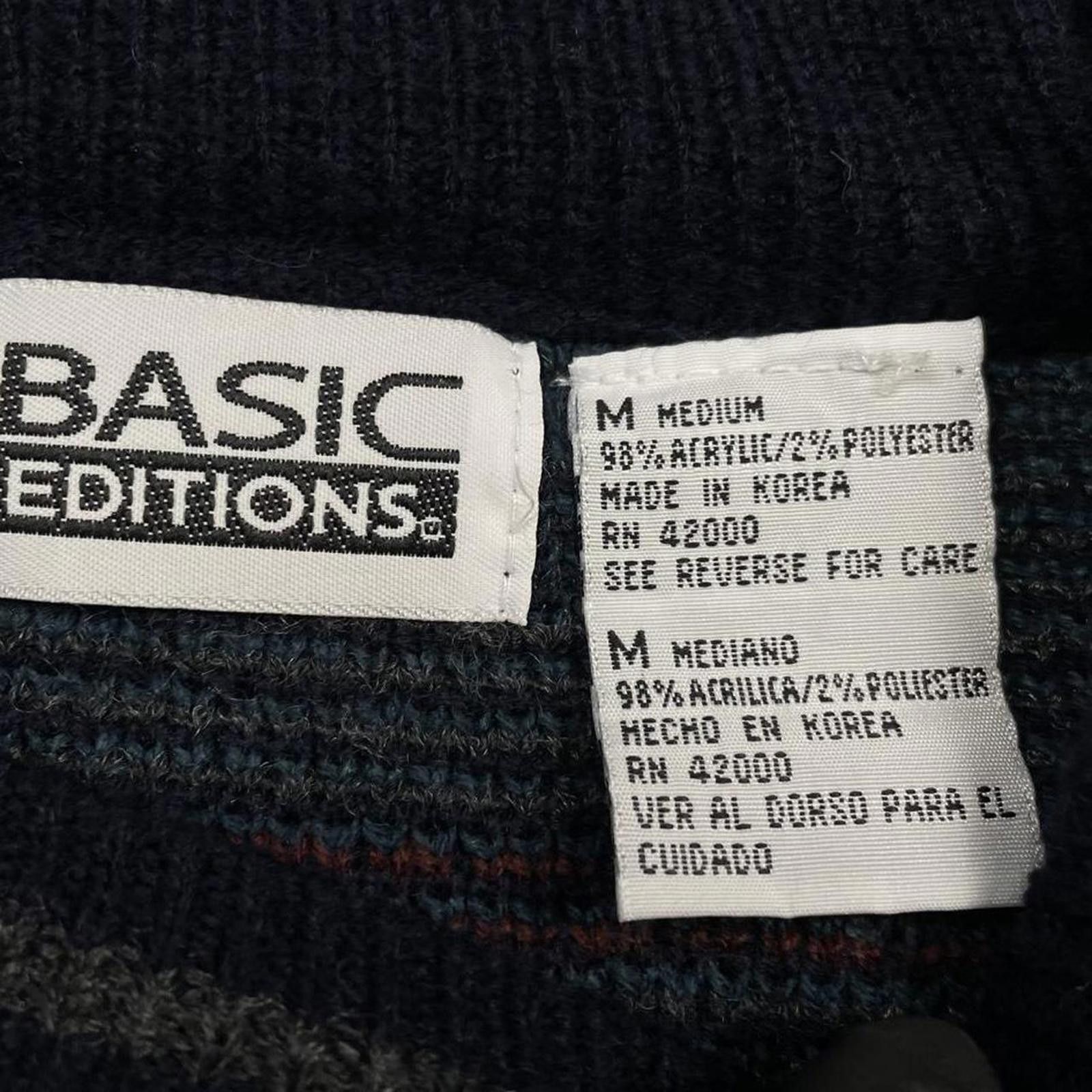 Basic Editions Vintage Basic Editions Knit Sweater Medium Geometric 90s Size US M / EU 48-50 / 2 - 3 Thumbnail