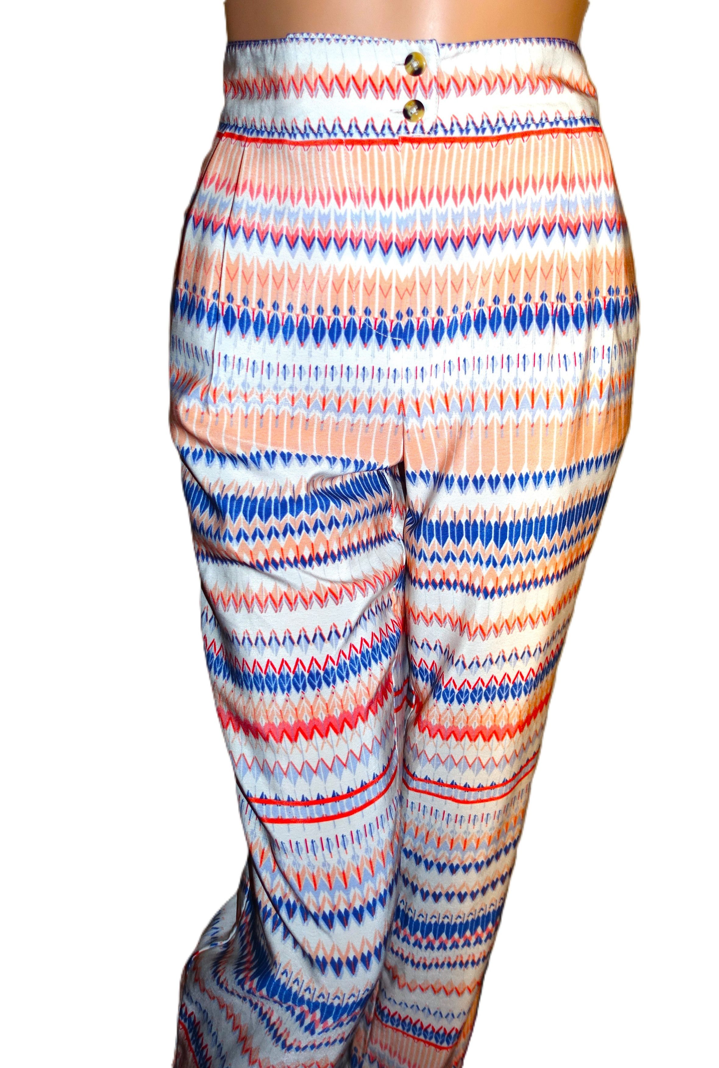 J.Crew J.Crew Blue Orange Stripe Pants M Size 33" - 2 Thumbnail
