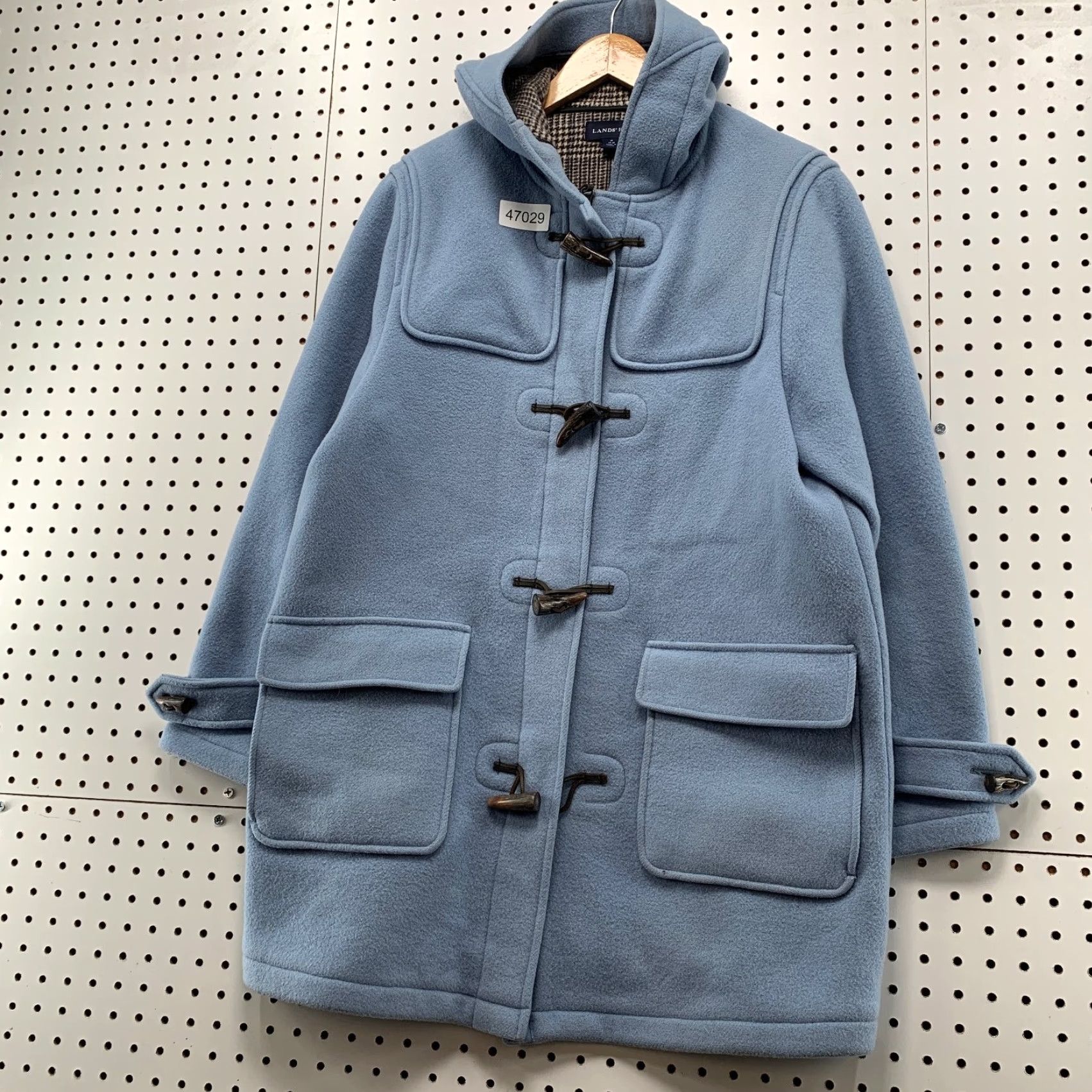 Lands' End Lands' End Wool Duffle Toggle Coat Womens Medium Sky Blue Hooded Coat Size M / US 6-8 / IT 42-44 - 6 Thumbnail