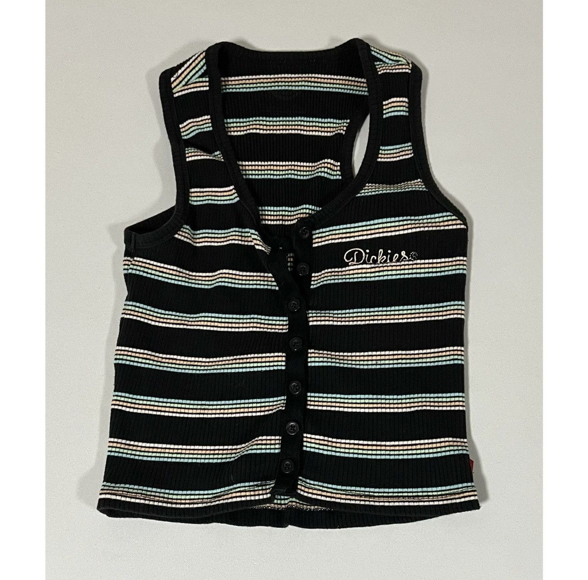 Dickies Dickies Black Striped Button-Up Tank Top Shirt Cami Size S🖤🩵 Size S / US 4 / IT 40 - 2 Thumbnail