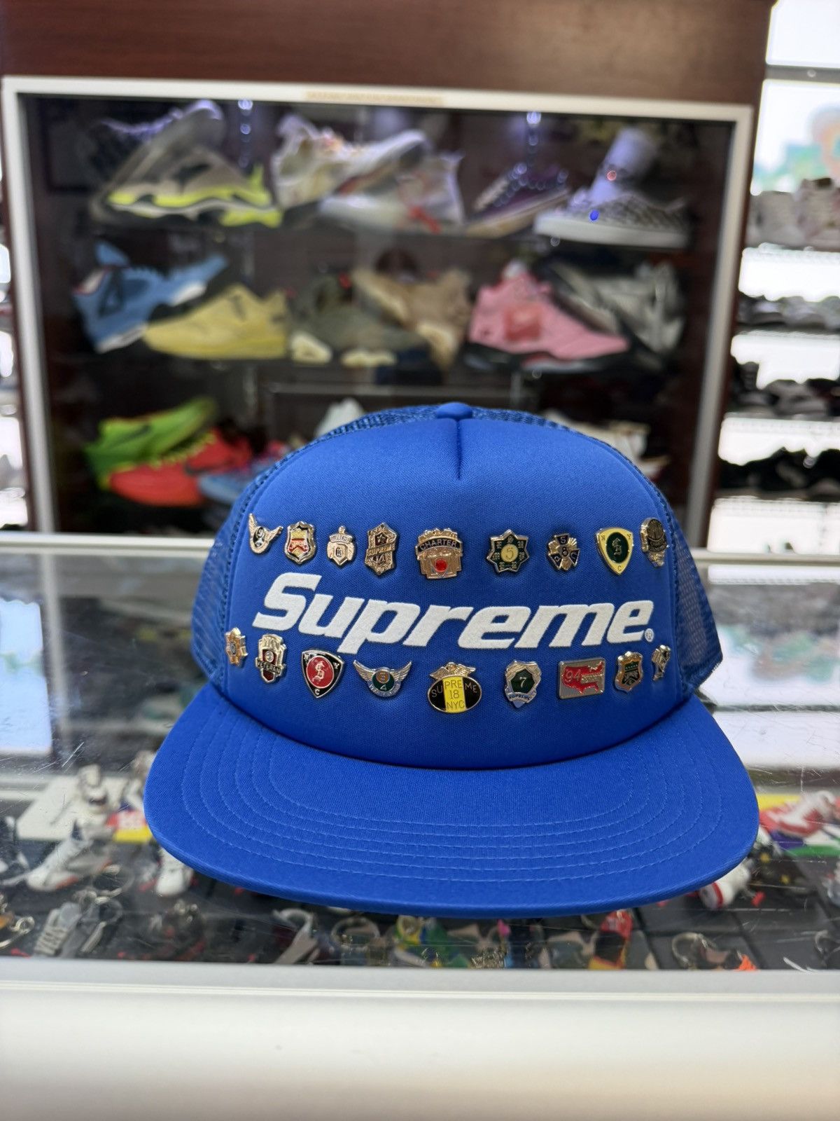 Supreme - Pin Up Mesh Back 5-Pane／NAVY Supreme Pin Up Mesh Back 5-Panel Hat “Navy” – ONE OF ONE GALLERY