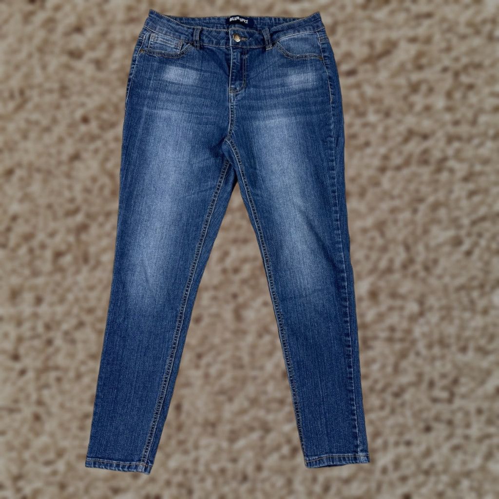 Vintage Blue Spice Jeans Womens Blue Denim Medium Wash 28x25 Slim Tapered Leg 9 Girls? Size 30" / US 8 / IT 44 - 1 Thumbnail