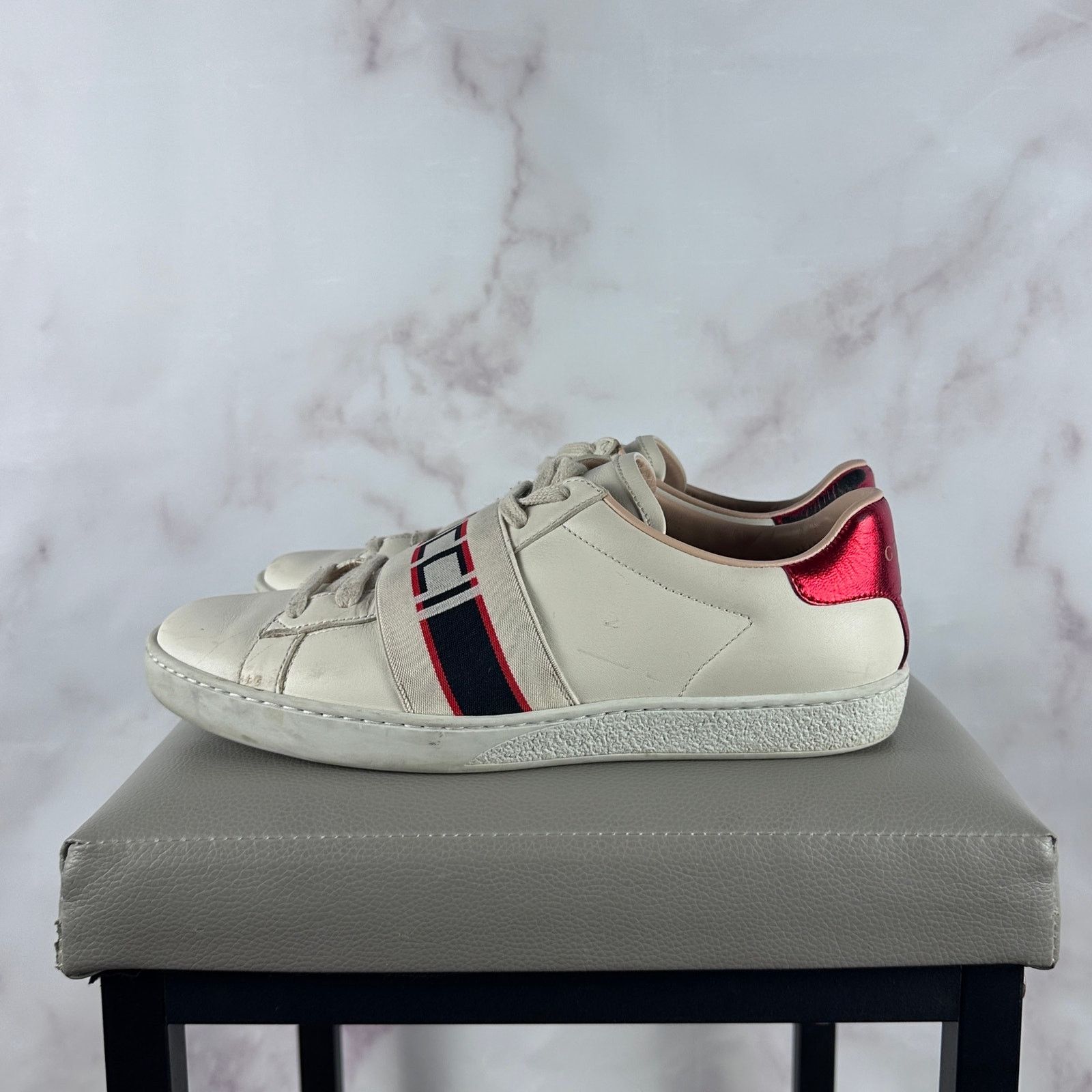 Gucci Ace Stripe White Low Sneaker Size US 5.5 / IT 35.5 - 4 Thumbnail