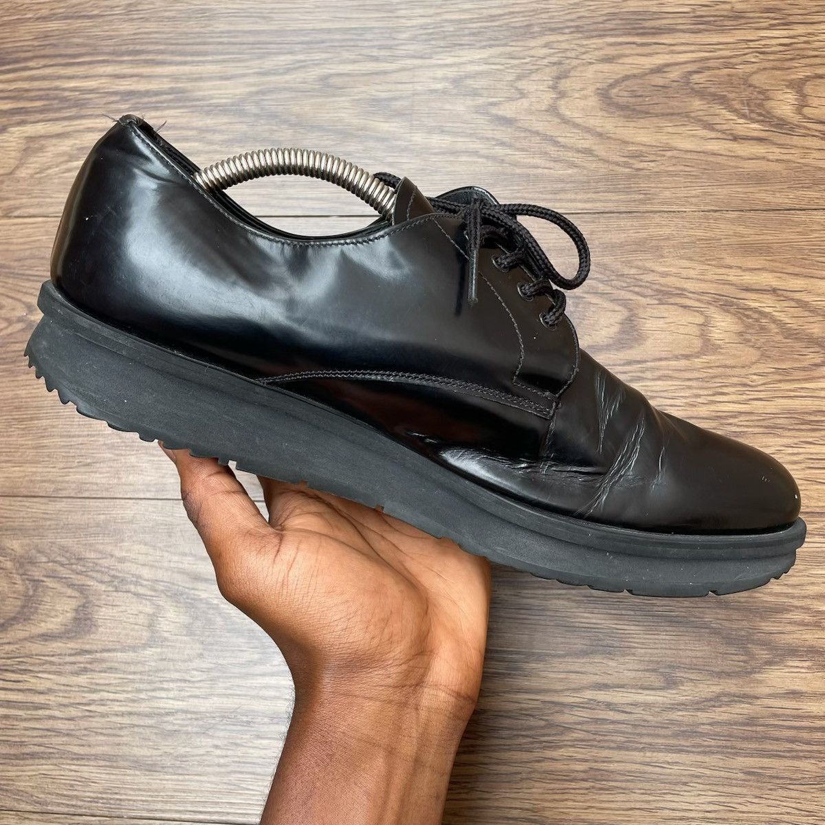 Prada Black Patent Leather Prada Chunky Brogues Shoe EU43 US10.5 Size US 10.5 / EU 43-44 - 5 Thumbnail