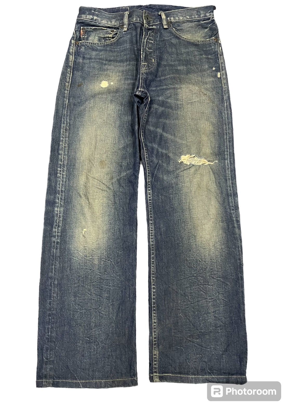 Japanese Brand 2000s PJC RALPH LAUREN DISTRESSED JEANS Size US 30 / EU 46 - 2 Thumbnail