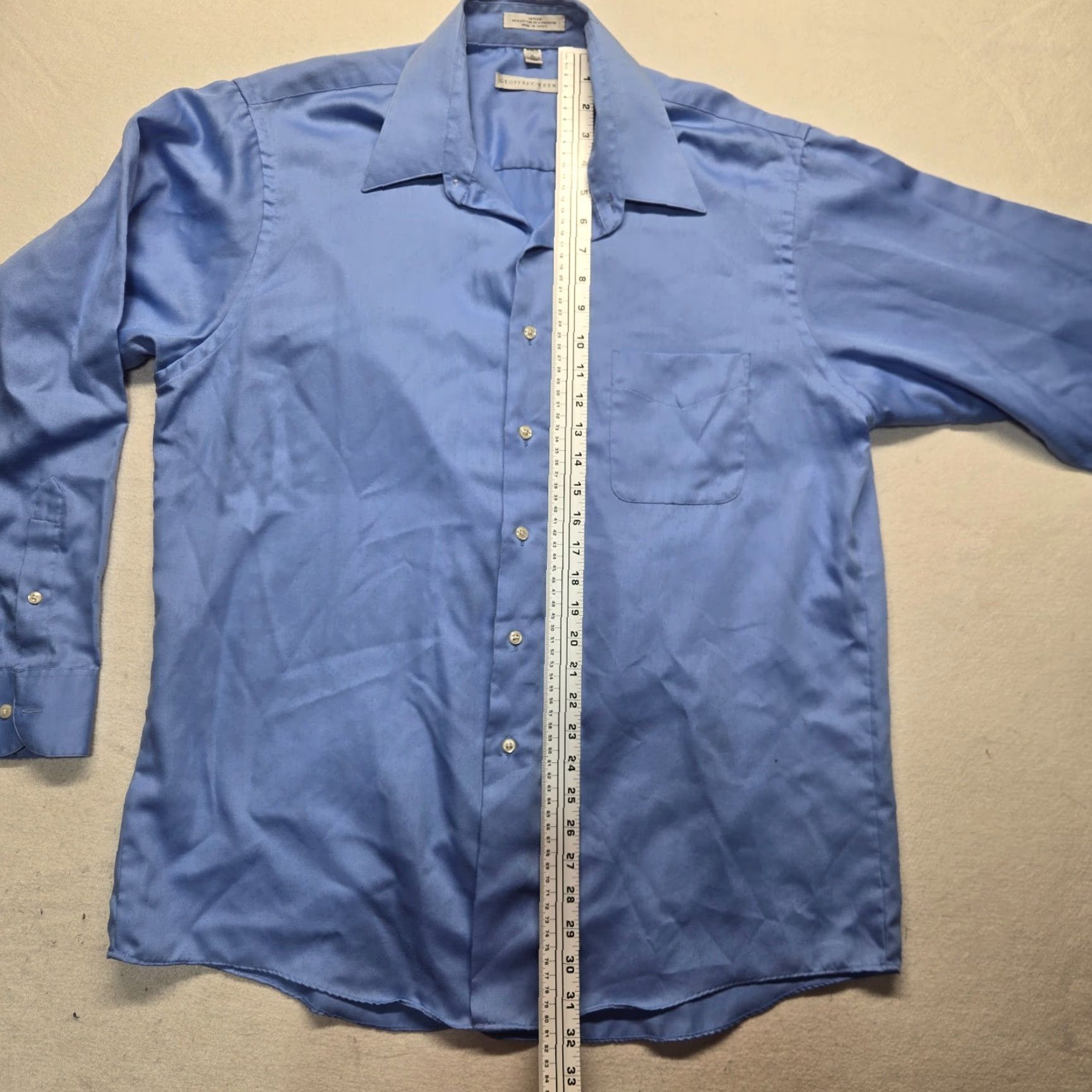 Geoffrey Beene VINTAGE Geoffrey Beene Dress Shirt Men XL Blue Solid 17 34/35 Business Casual Size 46R - 6 Thumbnail