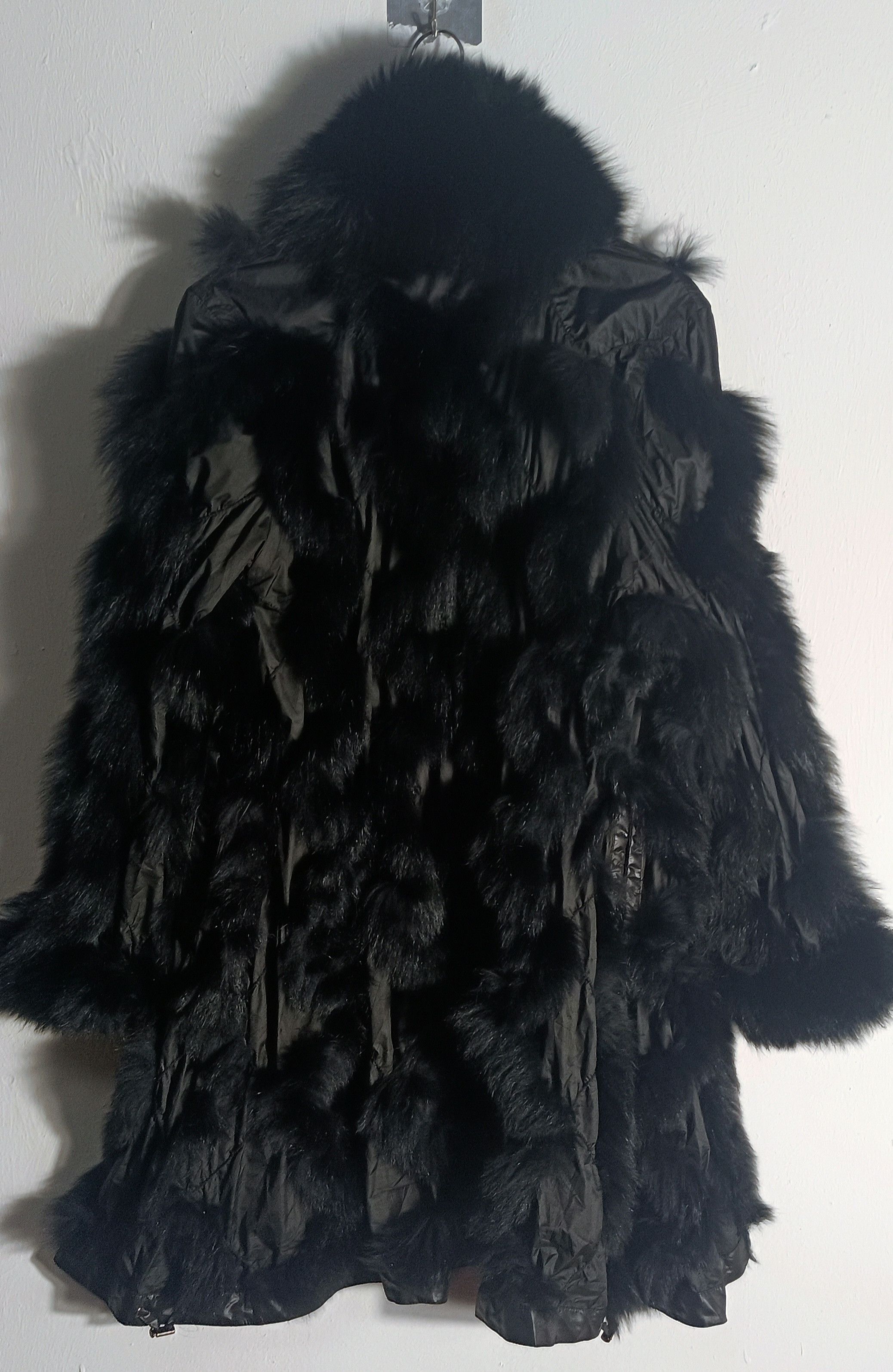 Designer RARE🔥🔥 Vintage Vertical Fur Coat Black Size L / US 10 / IT 46 - 1 Thumbnail