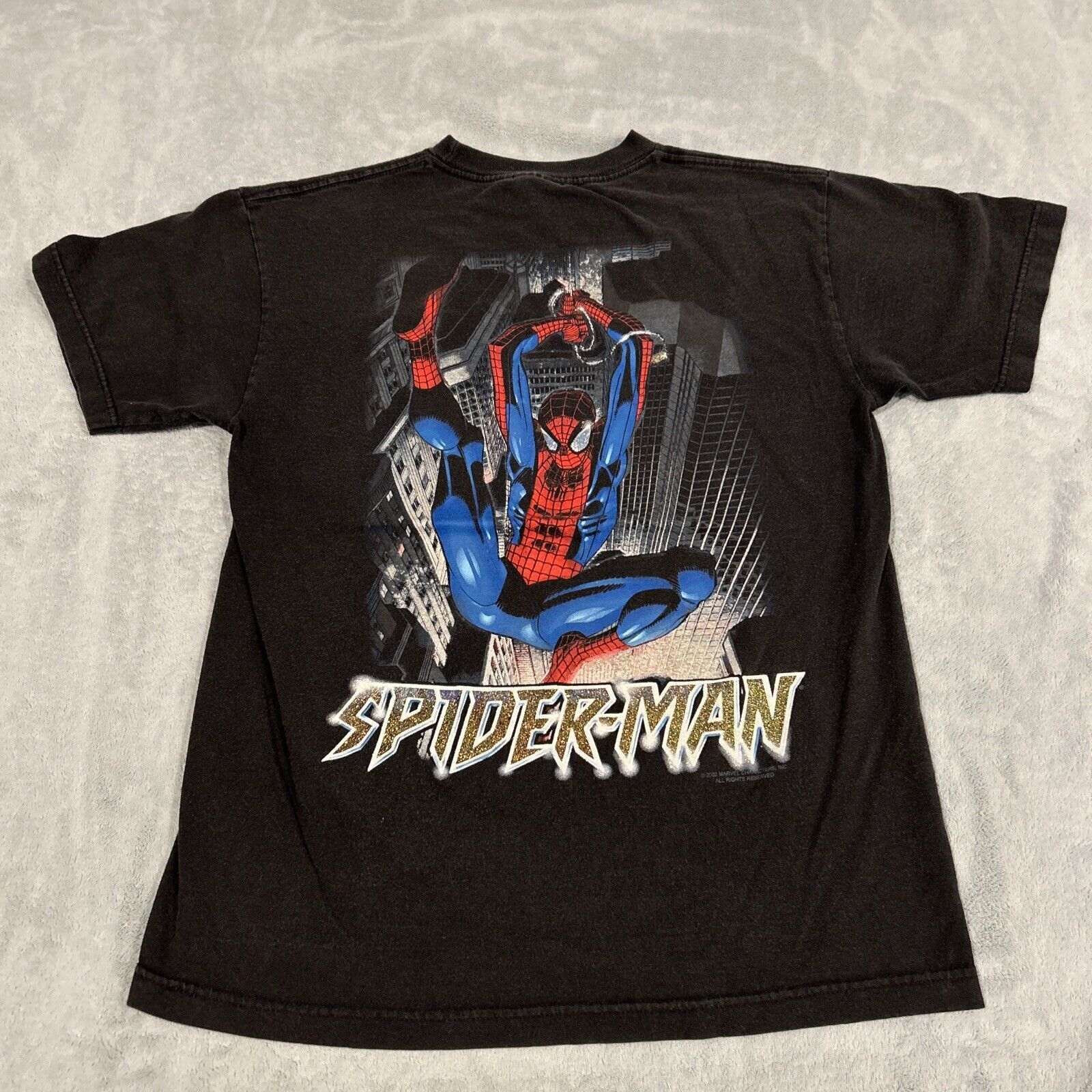 Marvel Comics Spiderman 2002 Shirt Youth Boys Teen Medium Glitter Double Size US M / EU 48-50 / 2 - 2 Thumbnail