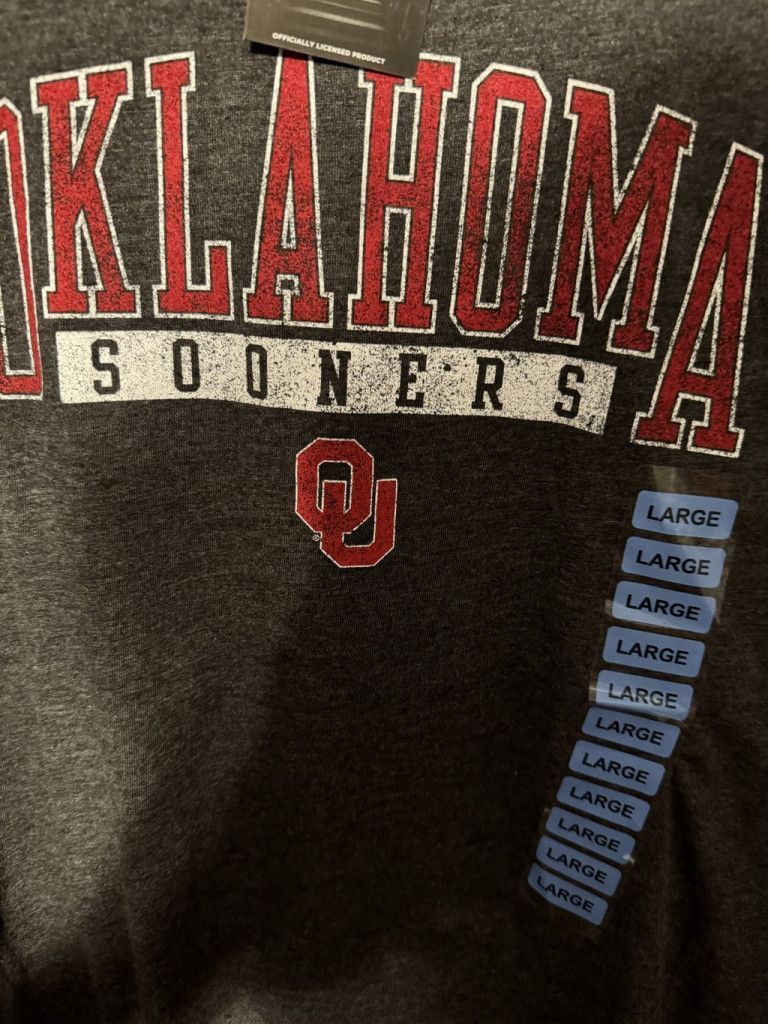 NCAA Oklahoma Sooners Gray Logo Tee Men's Size L NEW WITH TAGS Size US L / EU 52-54 / 3 - 5 Thumbnail