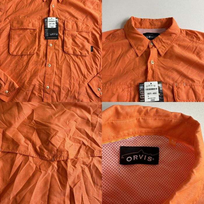 Orvis Orvis Long Sleeve Performance Button Up Shirt Men's Large UPF30  Orange Trout Bum