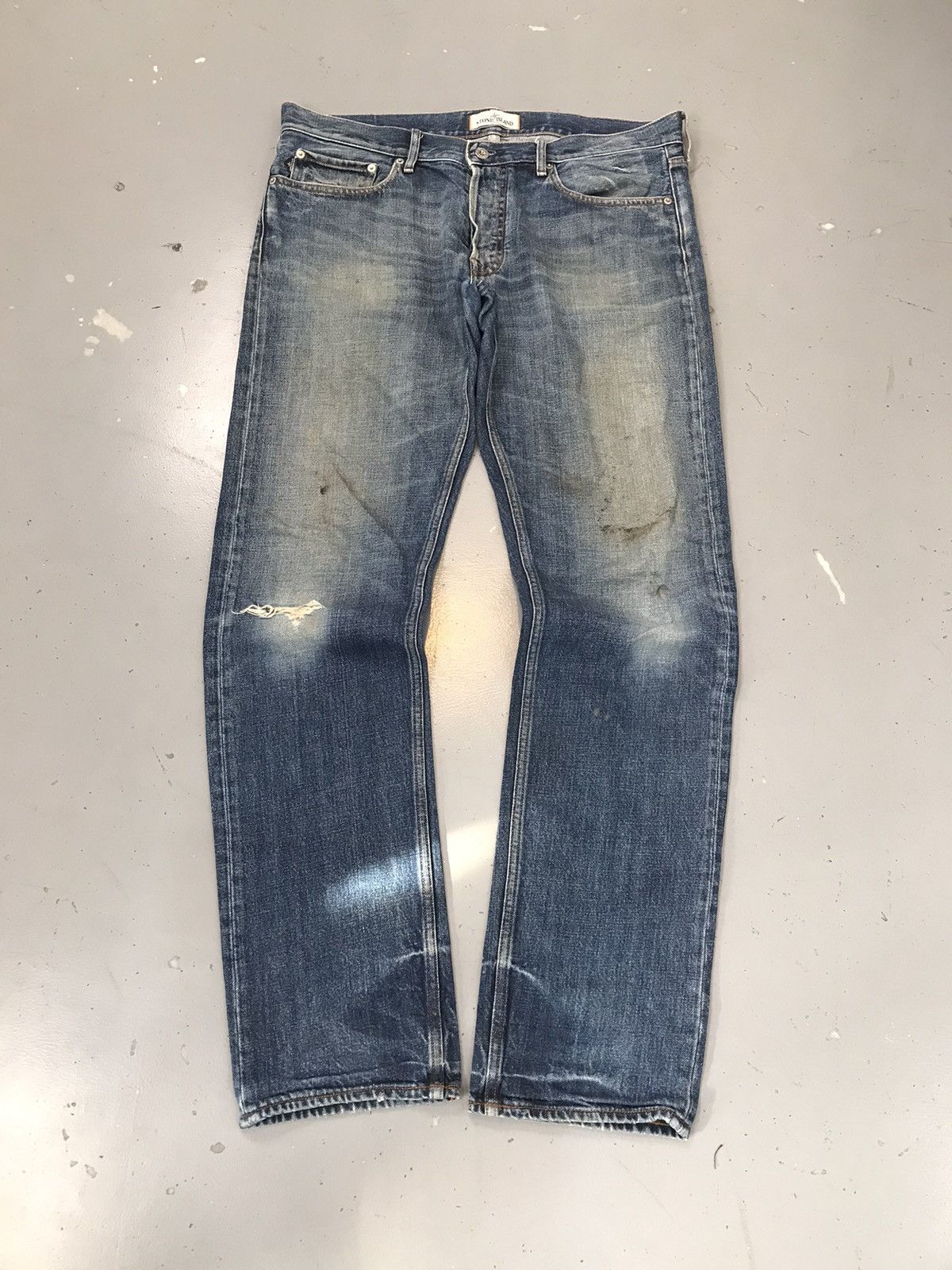 Stone Island × Vintage Vintage stone island distressed straight fit denim Size US 38 / EU 54 - 1 Thumbnail