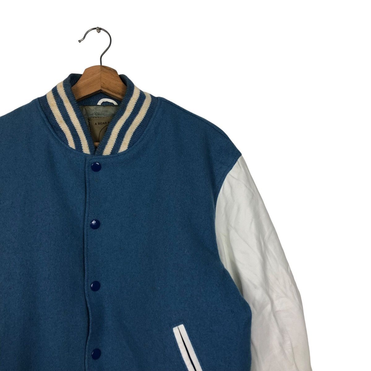 Golden Bear 🔥VINTAGE VARSITY JACKET LEATHER GOLDEN BEAR USA BABY BLUE Size US M / EU 48-50 / 2 - 8 Thumbnail