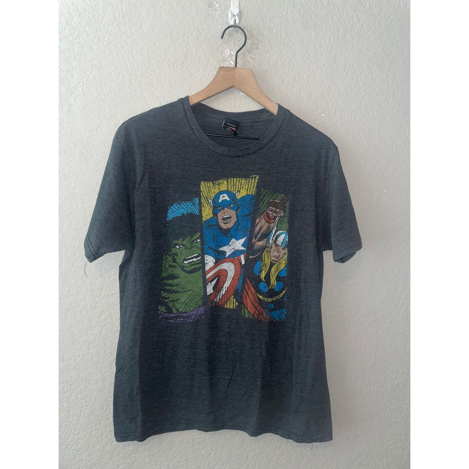 Marvel Comics Marvel Superhero Gray Shirt Green Hulk Thor Tee Super Hero M Size US M / EU 48-50 / 2 - 1 Thumbnail