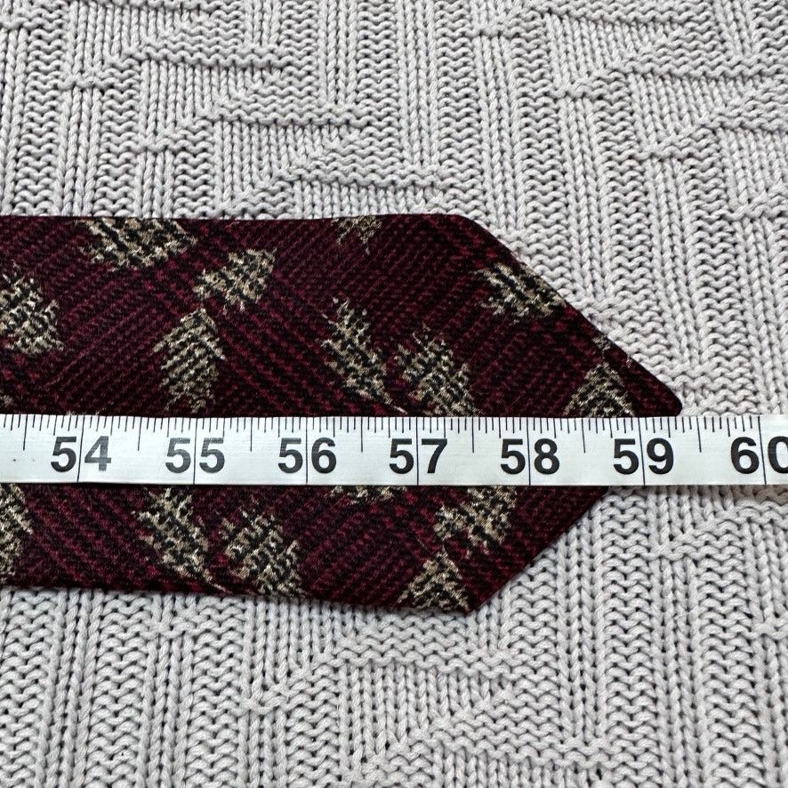 Ermenegildo Zegna Ermenegildo Zegna maroon gold leaf silk textured tie Size ONE SIZE - 4 Thumbnail