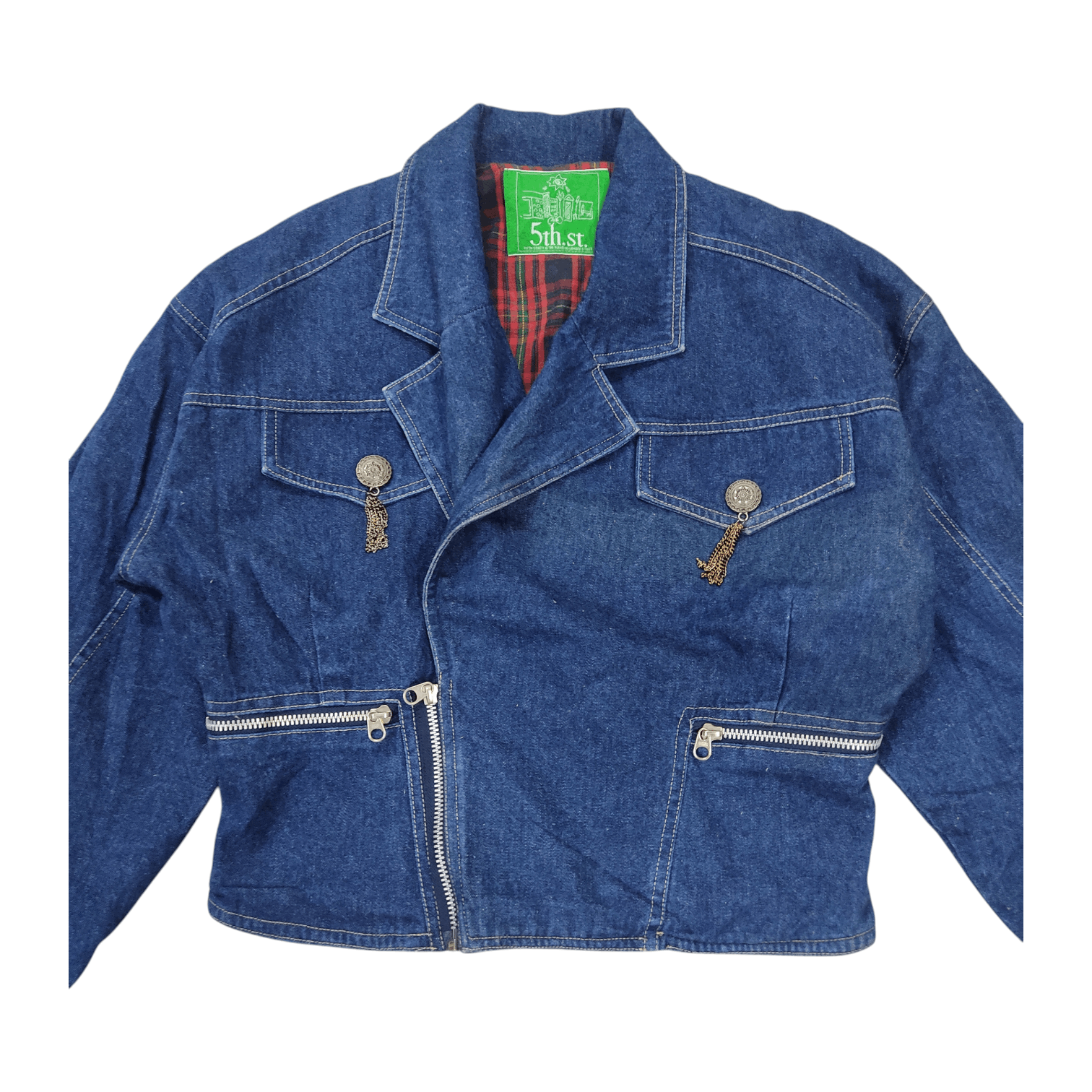 Vintage Issey Miyake Inspired 5th.St Double Collar Denim Jacket Size M / US 6-8 / IT 42-44 - 6 Thumbnail