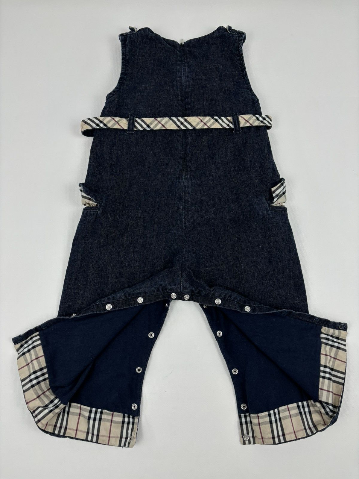 Burberry Unisex Prorsum Logo Nova Check Trim Denim Overalls Bottoms Jeans Jacket Size XXS / US 00 / IT 34 - 3 Thumbnail