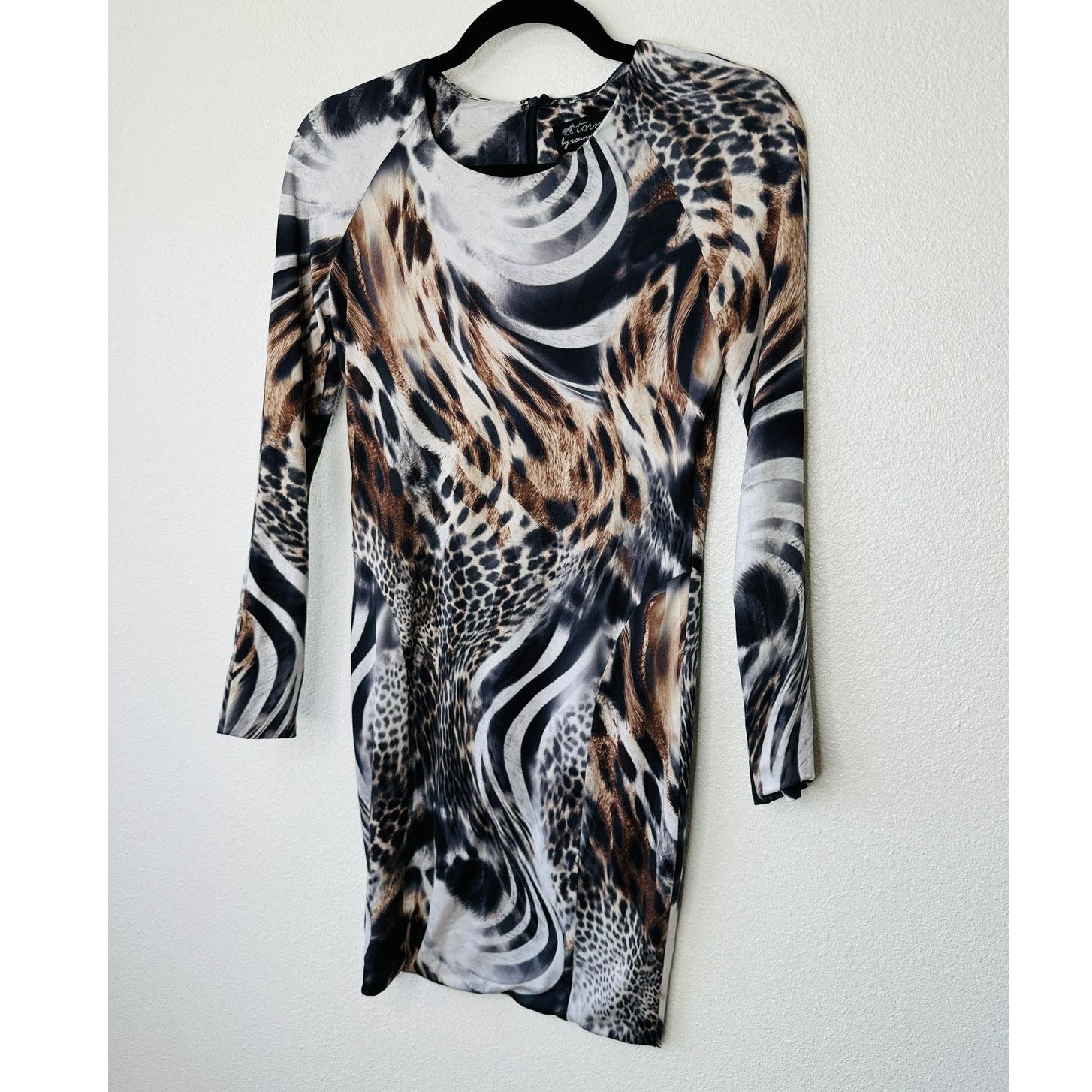 Other Torn by Ronny Kobo Black Multi Animal Print Bodycon Dress S Size S / US 4 / IT 40 - 5 Thumbnail