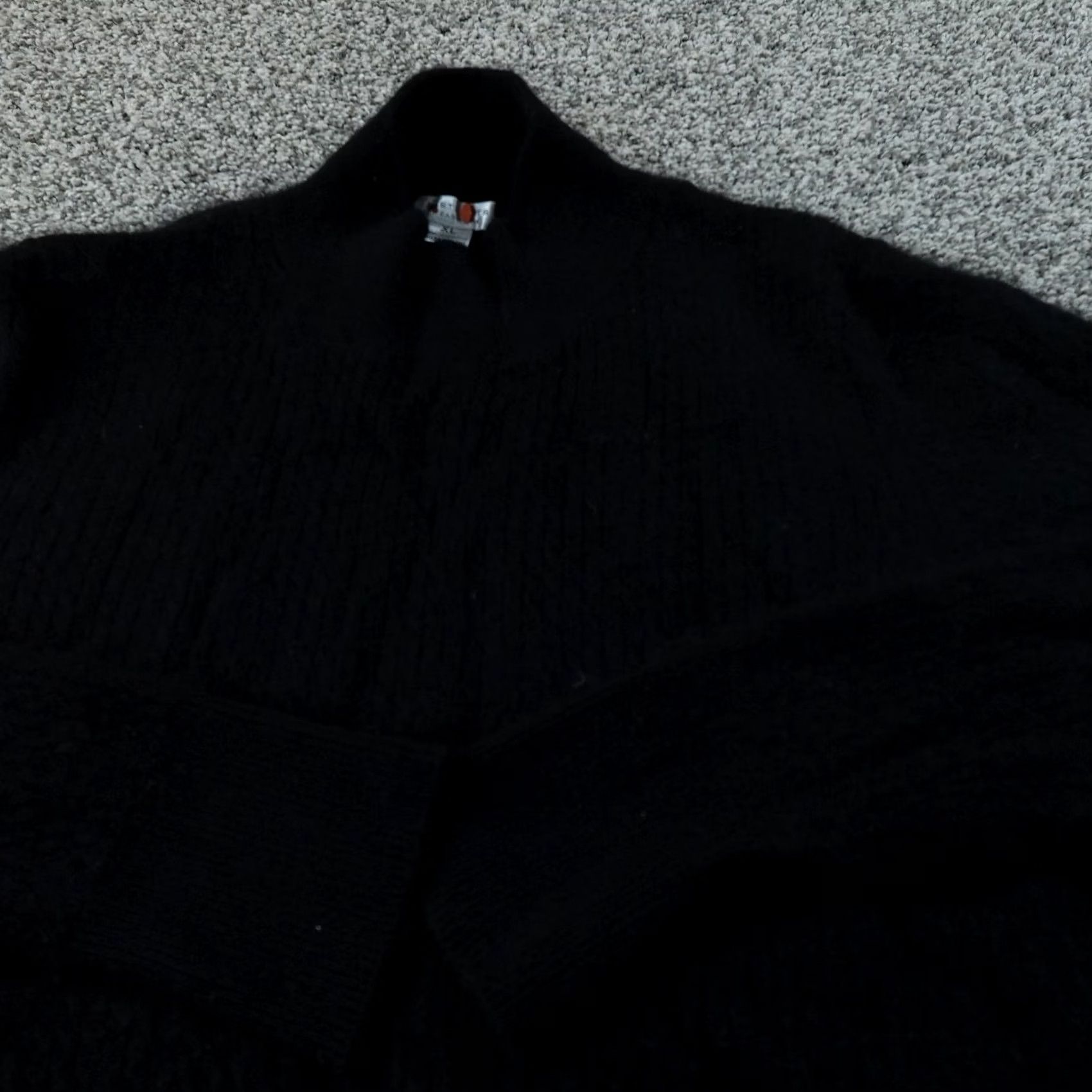 Vintage Cashmere Sweater Womens XL Black Mock Neck Knit Pullover Cable Knit Soft Cozy 100% Cashmere Size XL / US 12-14 / IT 48-50 - 3 Thumbnail