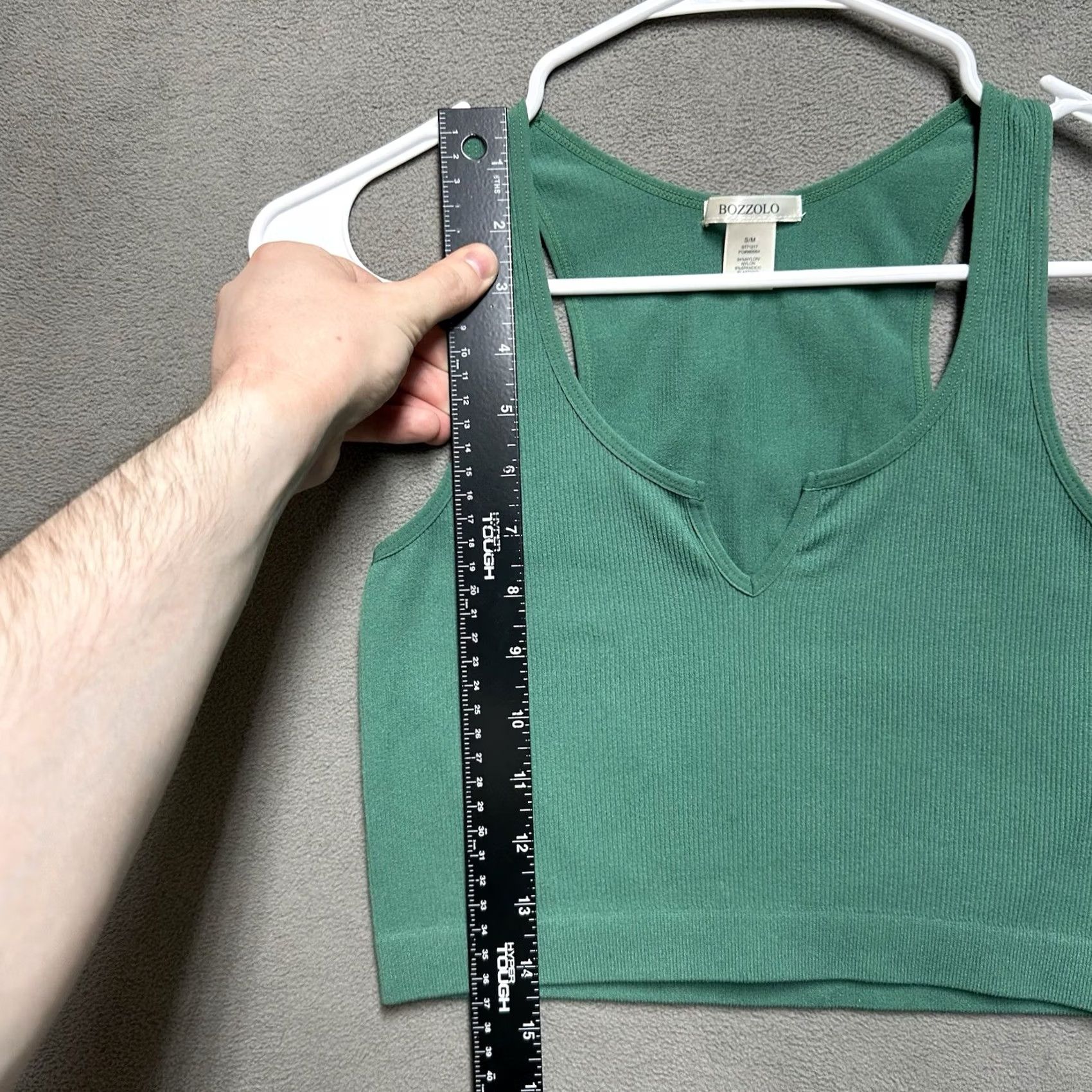 Vintage Bozzolo Tank Top Womens S/M Green V Neck Cropped Ribbed Sleeveless Size S / US 4 / IT 40 - 6 Thumbnail