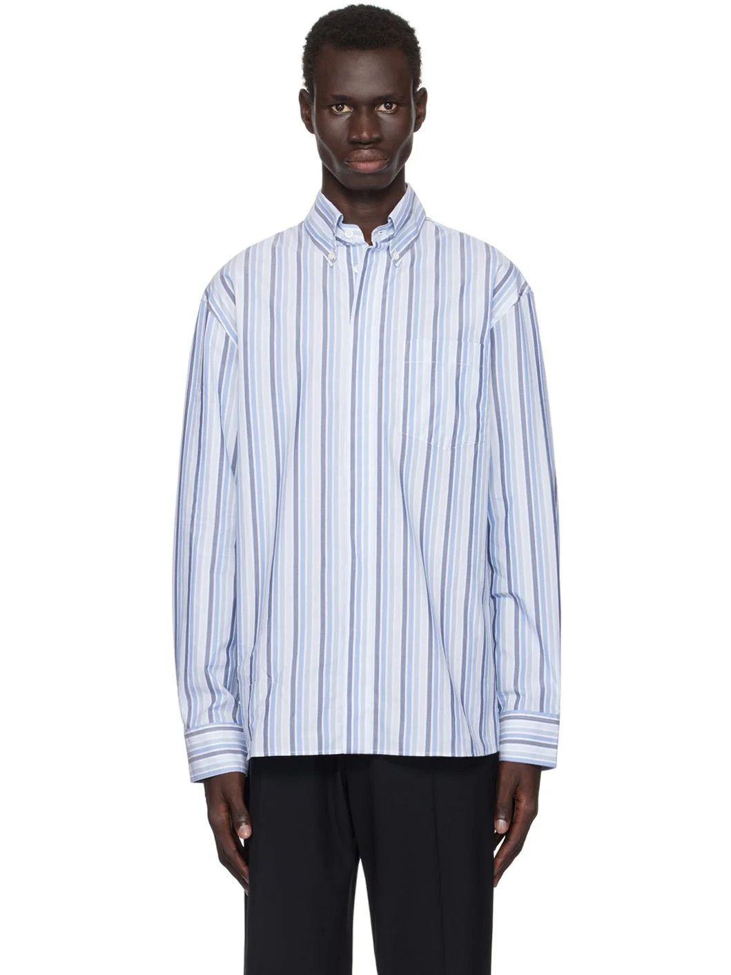Marni o1w1db11125 Striped Shirt in Blue Size US M / EU 48-50 / 2 - 1 Thumbnail