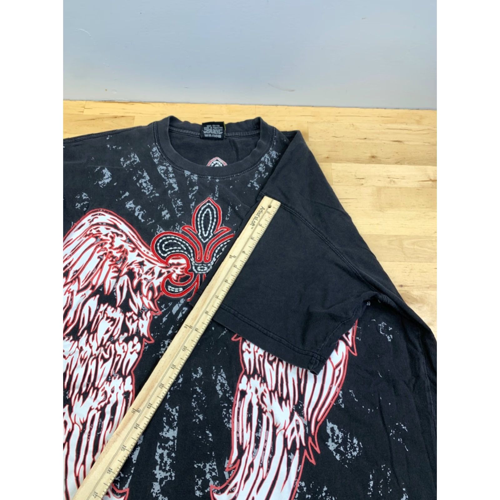 Vintage VINTAGE Fleur De Lis Shirt Mens XL Black Angel Wings Embroidered Y2K 12713 Size US XL / EU 56 / 4 - 6 Thumbnail