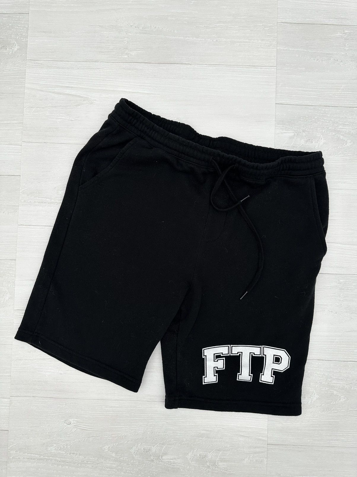 Image of Fuck The Population OG Arch Logo Sweatshorts Sz. XL in Black, Men's (Size 36)