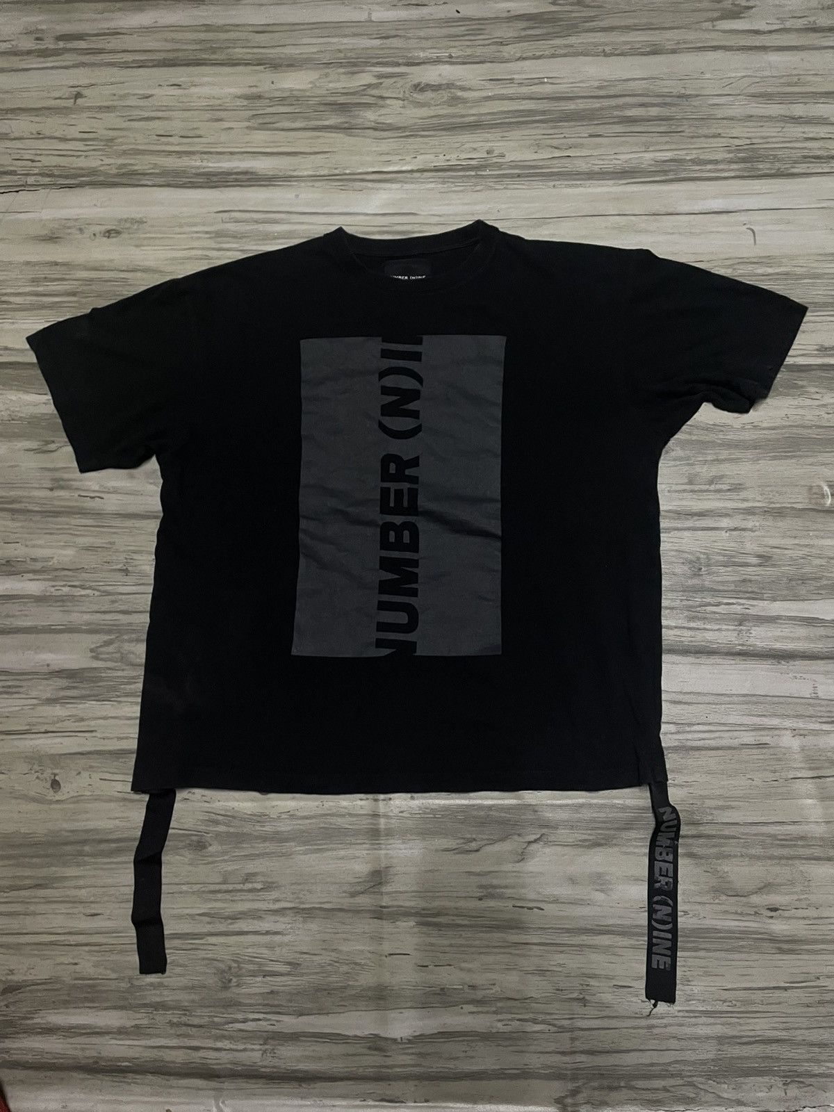 Number (N)ine Number (N)ine Black Logo Tee w/ Strap tshirt Size US L / EU 52-54 / 3 - 1 Thumbnail